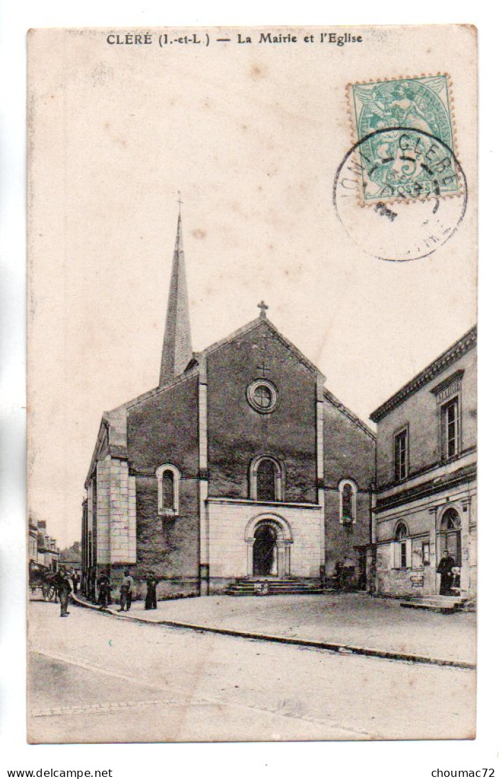 (37) 3762, Cléré, La Mairie Et L'Eglise - Cléré-les-Pins