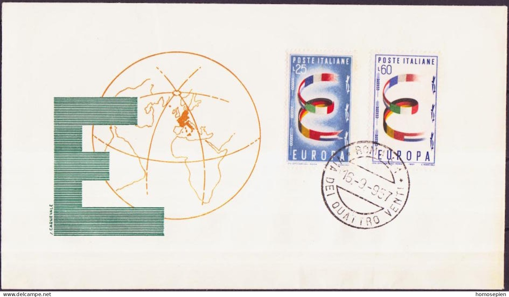 Europa CEPT 1957 Italie - Italy - Italien FDC2 Y&T N°744 à 745 - Michel N°992 à 993 - 1957