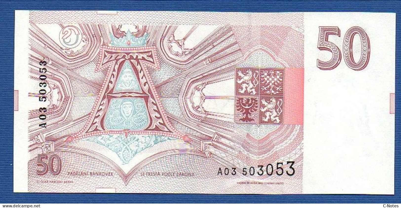 CZECHIA - CZECH Republic - P. 4 – 50 Korun 1993  UNC, S/n A03 503053 - Tsjechië
