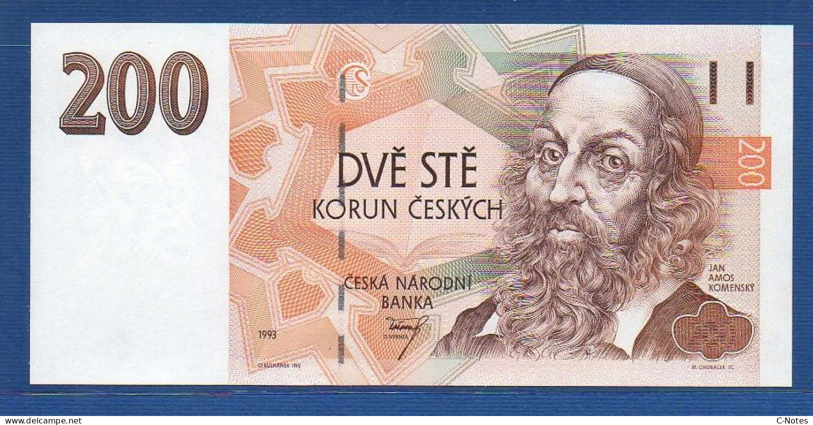 CZECHIA - CZECH Republic - P. 6a – 200 Korun 1993  UNC, S/n A49 063340 - Tsjechië