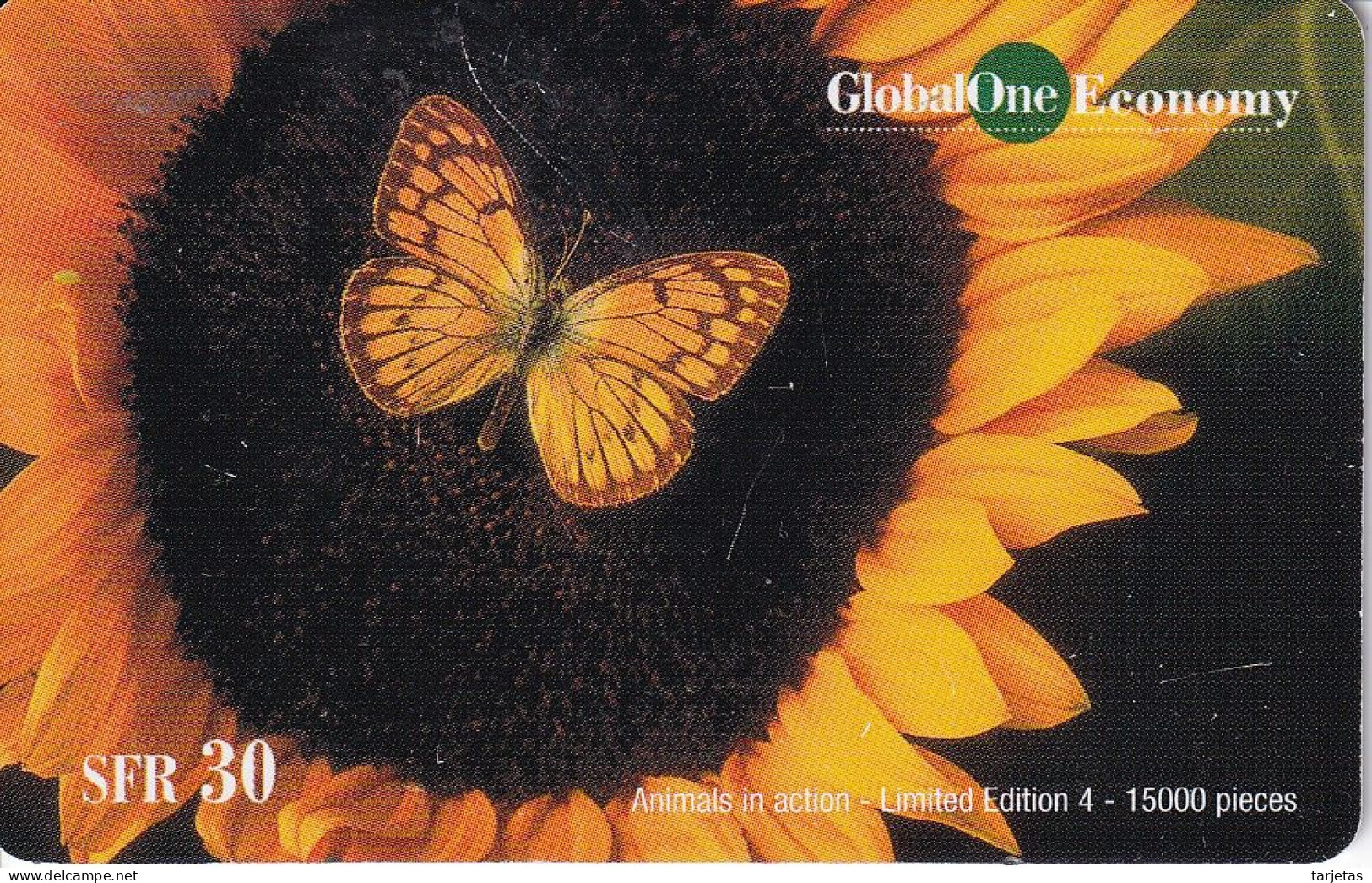 TARJETA DE SUIZA DE UNA MARIPOSA (BUTTERFLY) GLOBALONE - Papillons