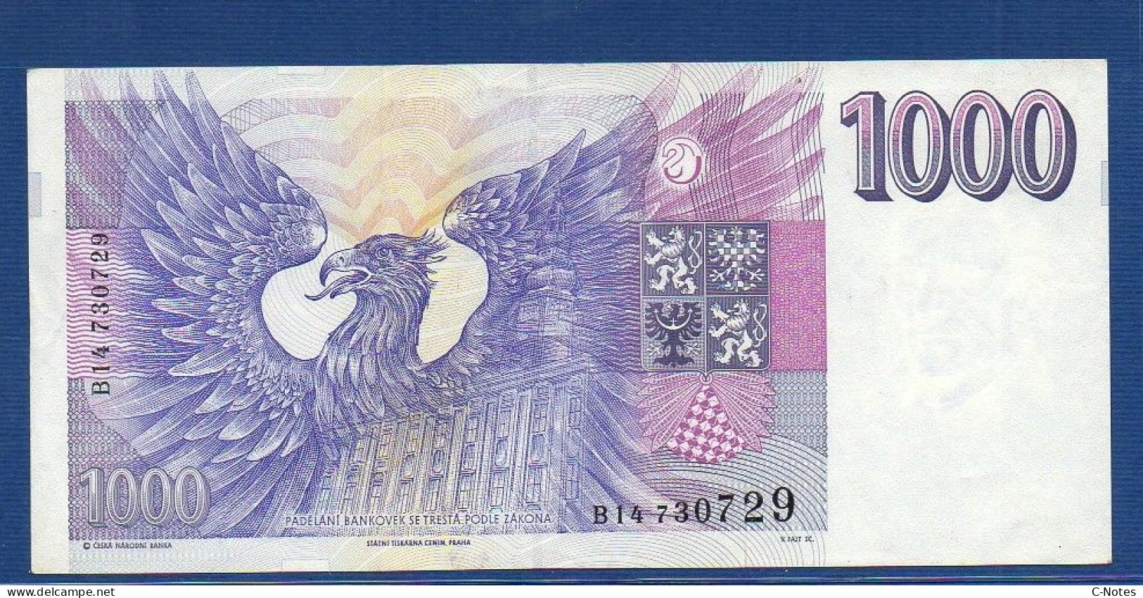 CZECHIA - CZECH Republic - P. 8 – 1000 Korun 1993  XF, S/n B14 730729 - Tschechien