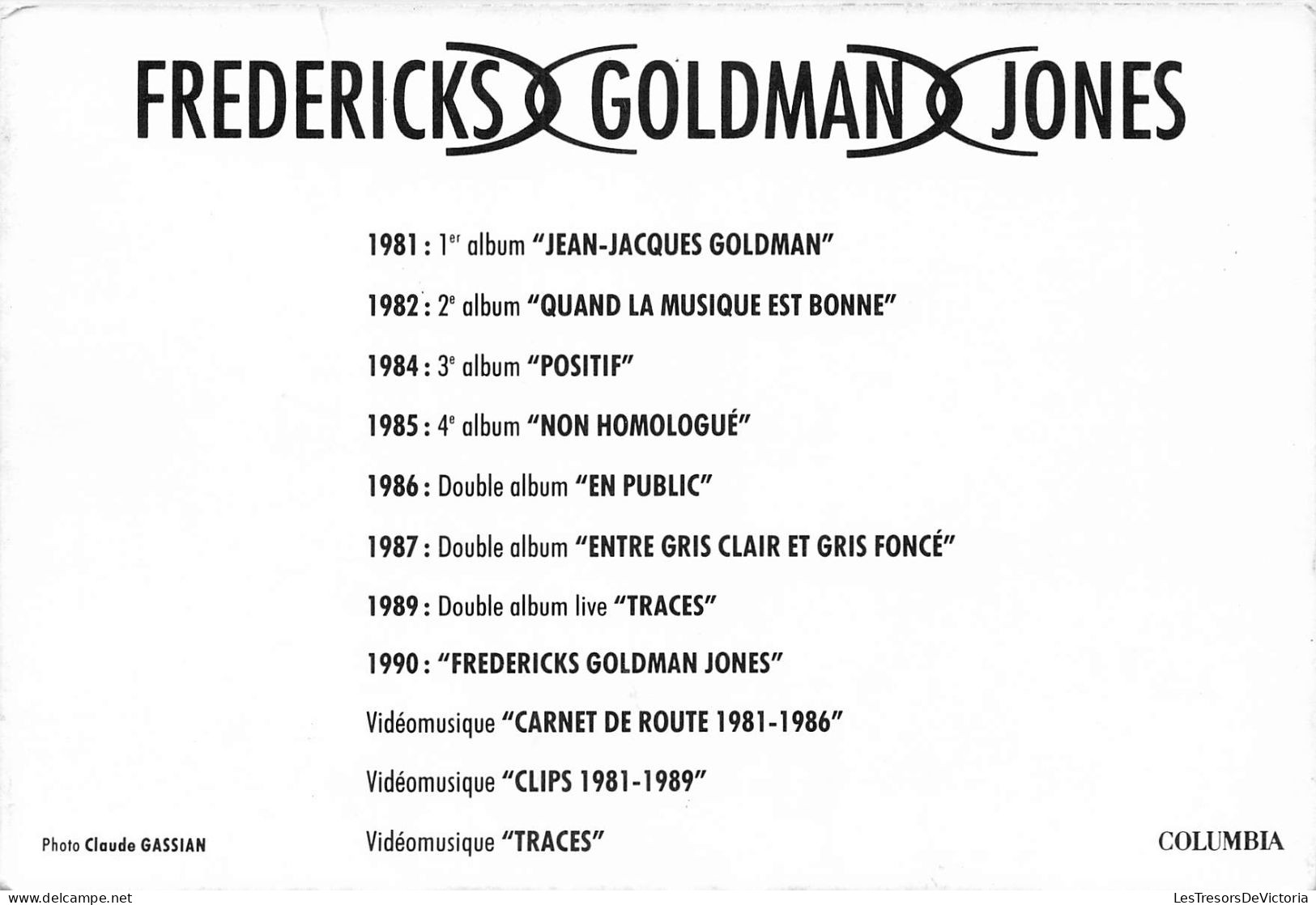 CELEBRITES - CHANTEURS & MUSICIENS - Frédéricks Goldman Jones - Carte Postale Ancienne - Sänger Und Musikanten