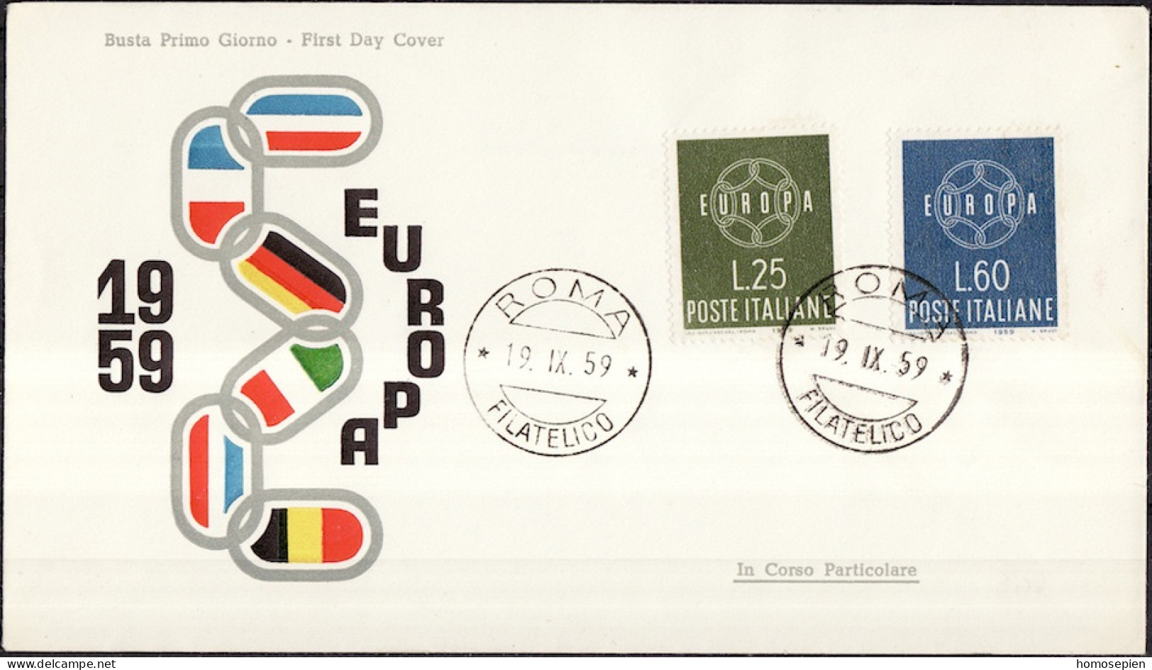 Europa CEPT 1959 Italie - Italy - Italien FDC2 Y&T N°804 à 805 - Michel N°1055 à 1056 - 1959