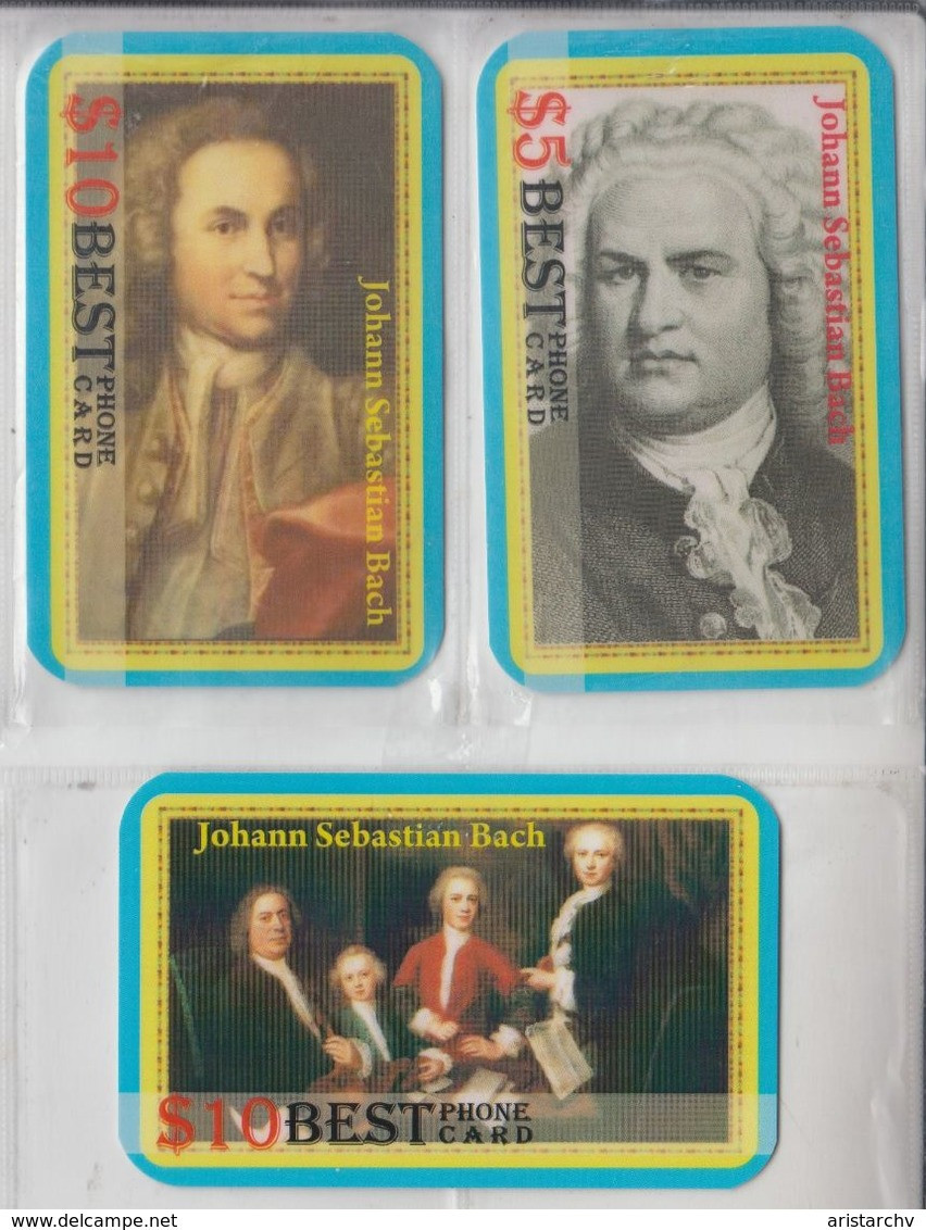 USA CLASSIC MUSIC COMPOSER JOHANN SEBASTIAN BACH SET OF 3 CARDS - Musique