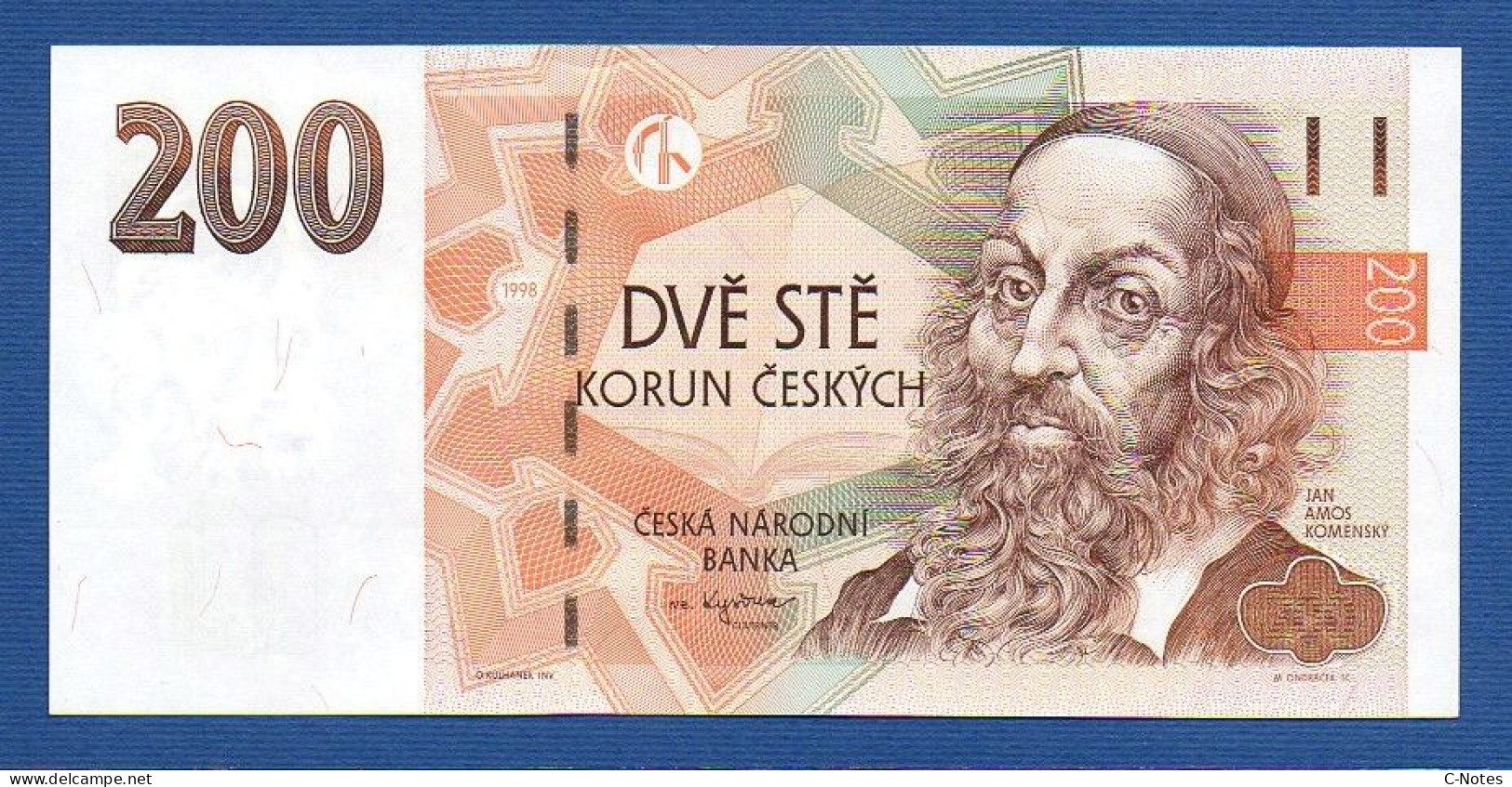 CZECHIA - CZECH Republic - P.19c – 200 Korun 1998 UNC, S/n E66 547215 - Czech Republic