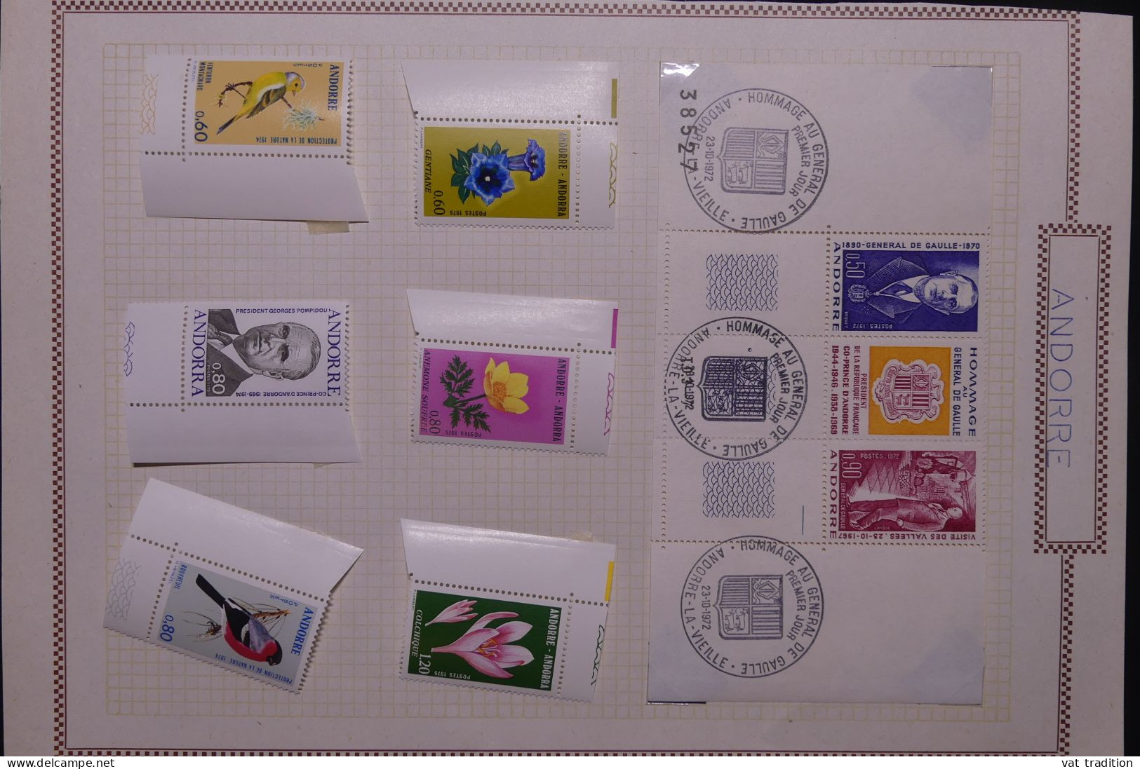 ANDORRE - Petite collection mais tous les timbres sont luxes - Les charnières sont sur les bords de feuille - A 63