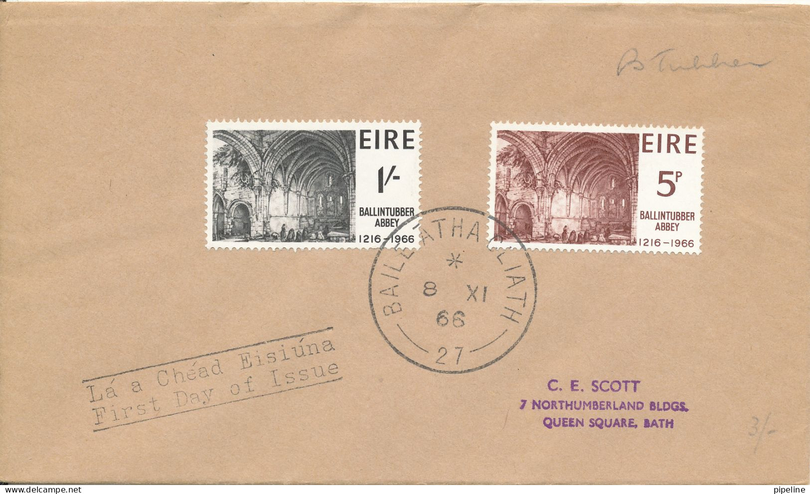 Ireland FDC 8-11-1966 Ballintubber Abbey 1216 - 1966 Complete - FDC