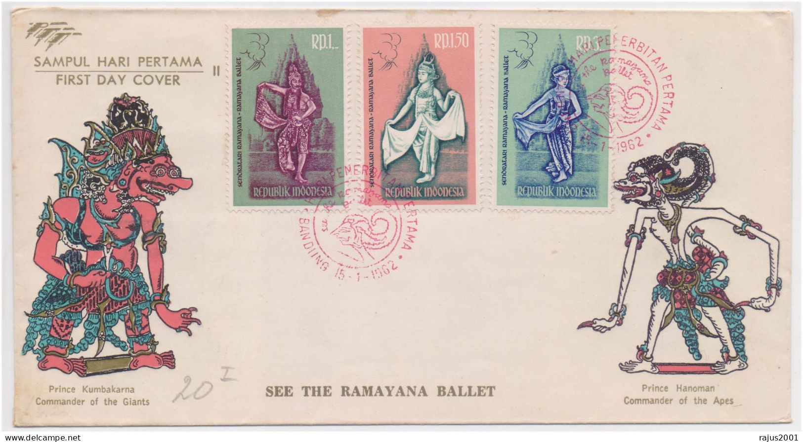 Ramayana Prince Kumbakarna, Prince Hanuman Commander Of Apes, Hindu God, Goddess, Hinduism, Mythology FDC Perfect Condi - Hindouisme