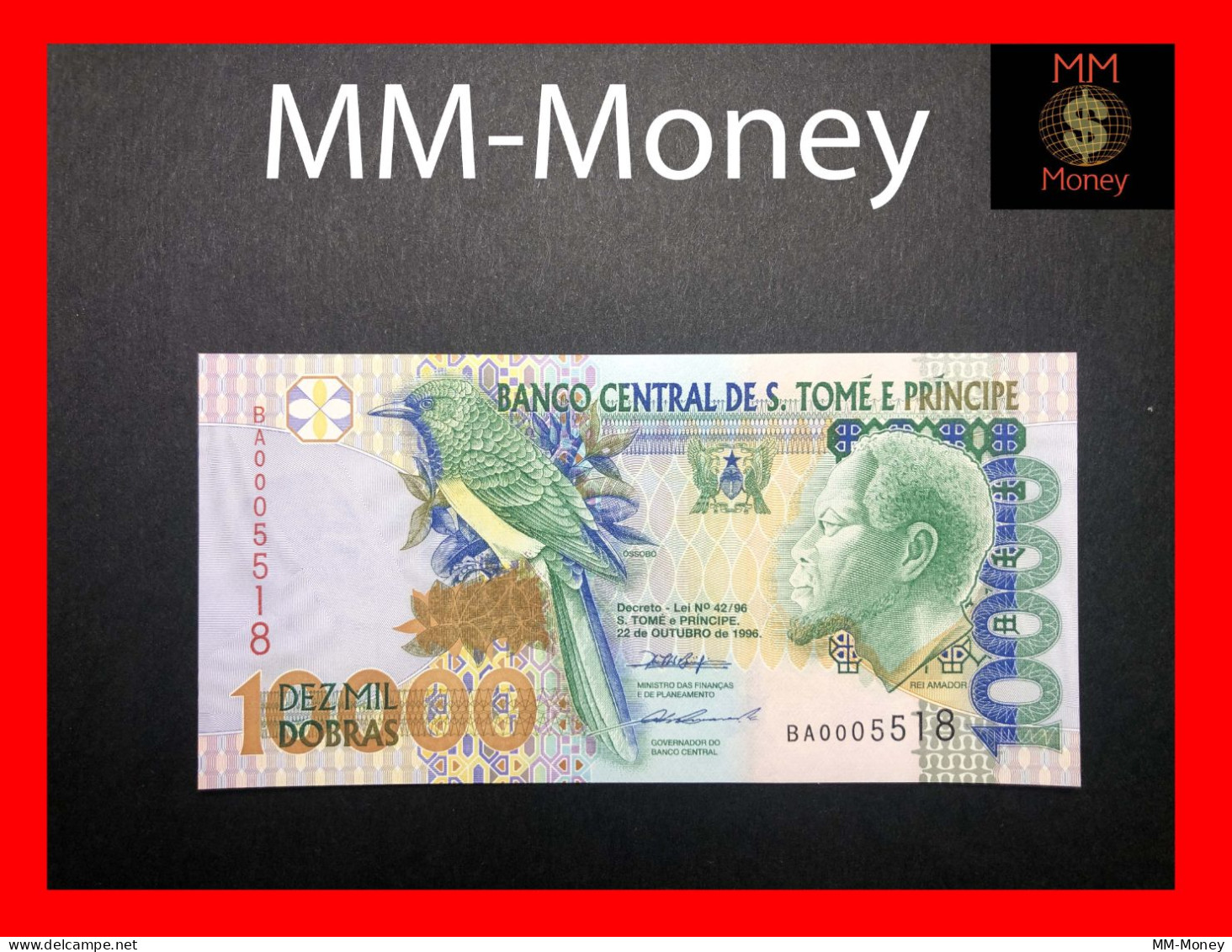 SAO TOME’ E PRINCIPE  10.000  10000 Dobras  22.10.1996   P. 66 A  *one Security Thread*     UNC - Sao Tomé Et Principe