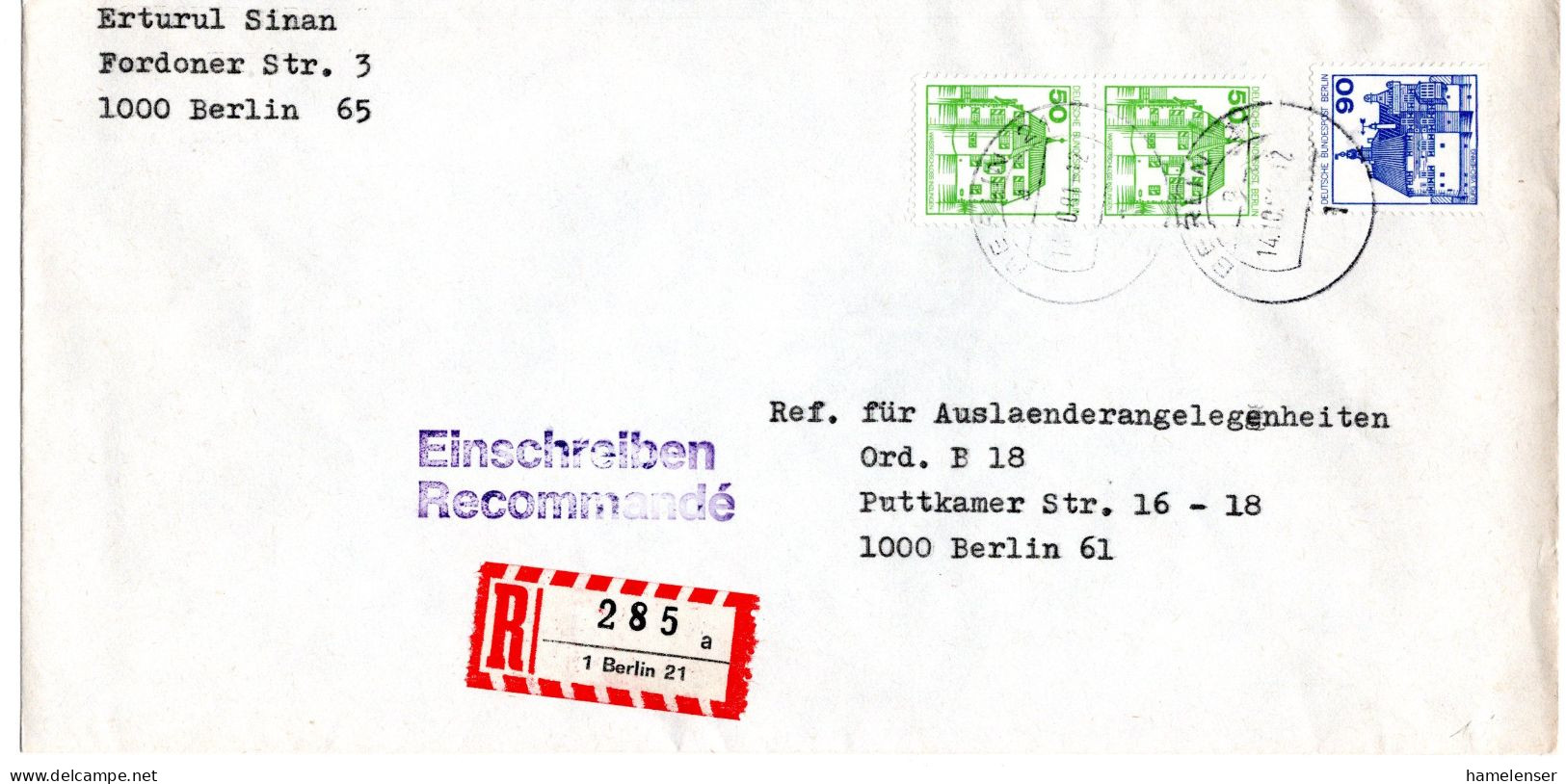 L66372 - Bund - 1981 - 90Pfg B&S MiF A OrtsR-Bf BERLIN - Briefe U. Dokumente