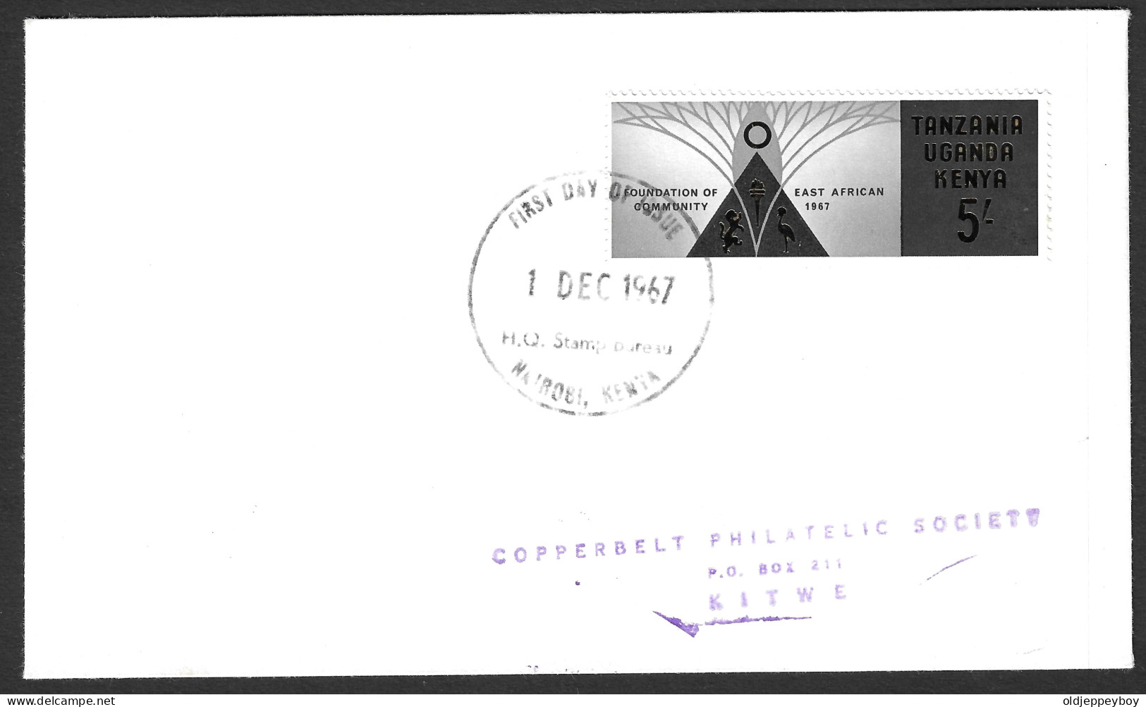 NAIROBI KENYA 1967 First Day Cover  Used Cover Sent To COPPERBELT SOCIETY KITWE ZAMBIA - Zanzibar (1963-1968)