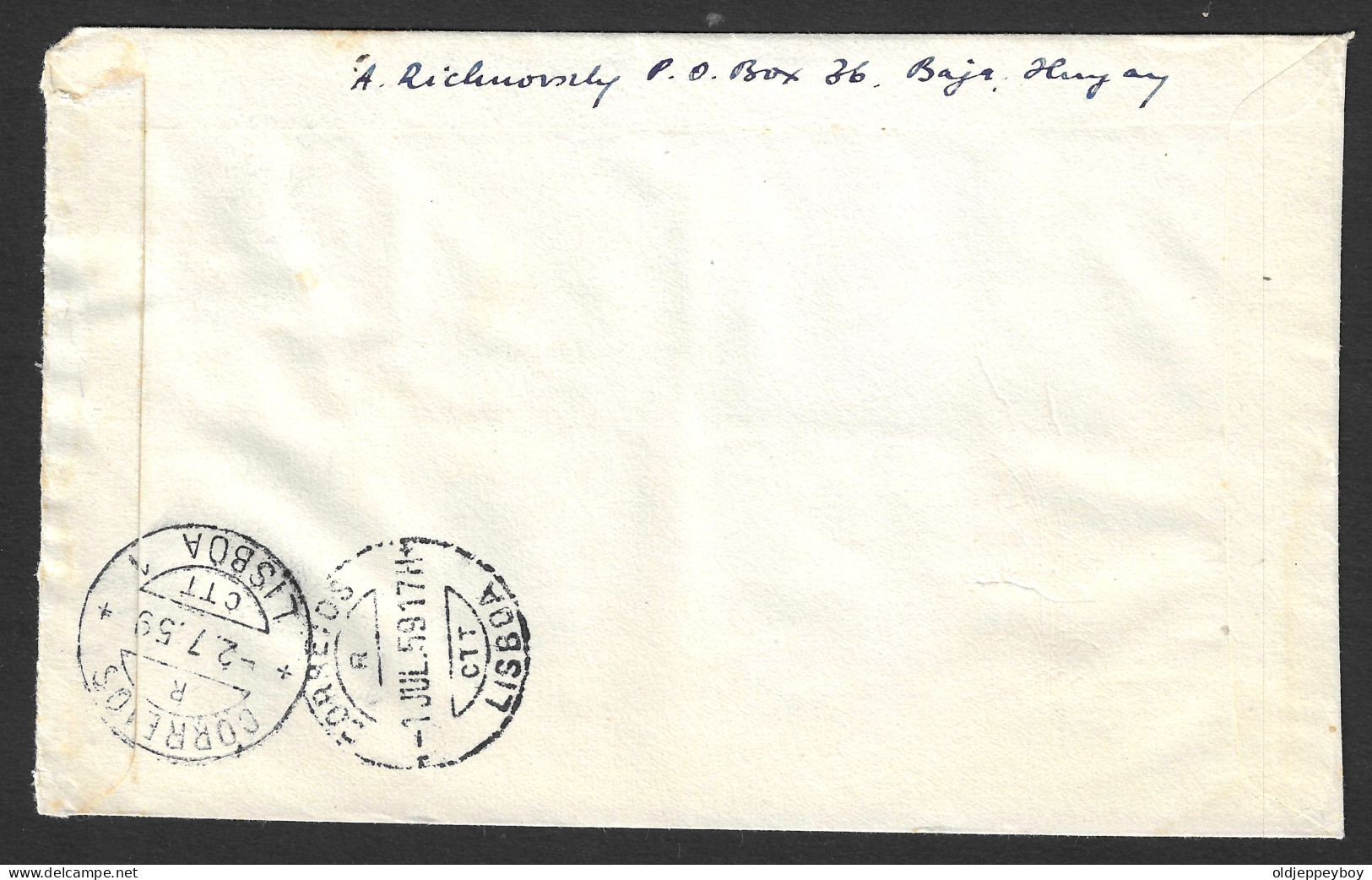 EGRETS, SPOONBILLS, HERONS, BIRDS, REGISTERED COVER FDC, 1959, HUNGARY BAJA TO PORTUGAL  - Cigognes & échassiers