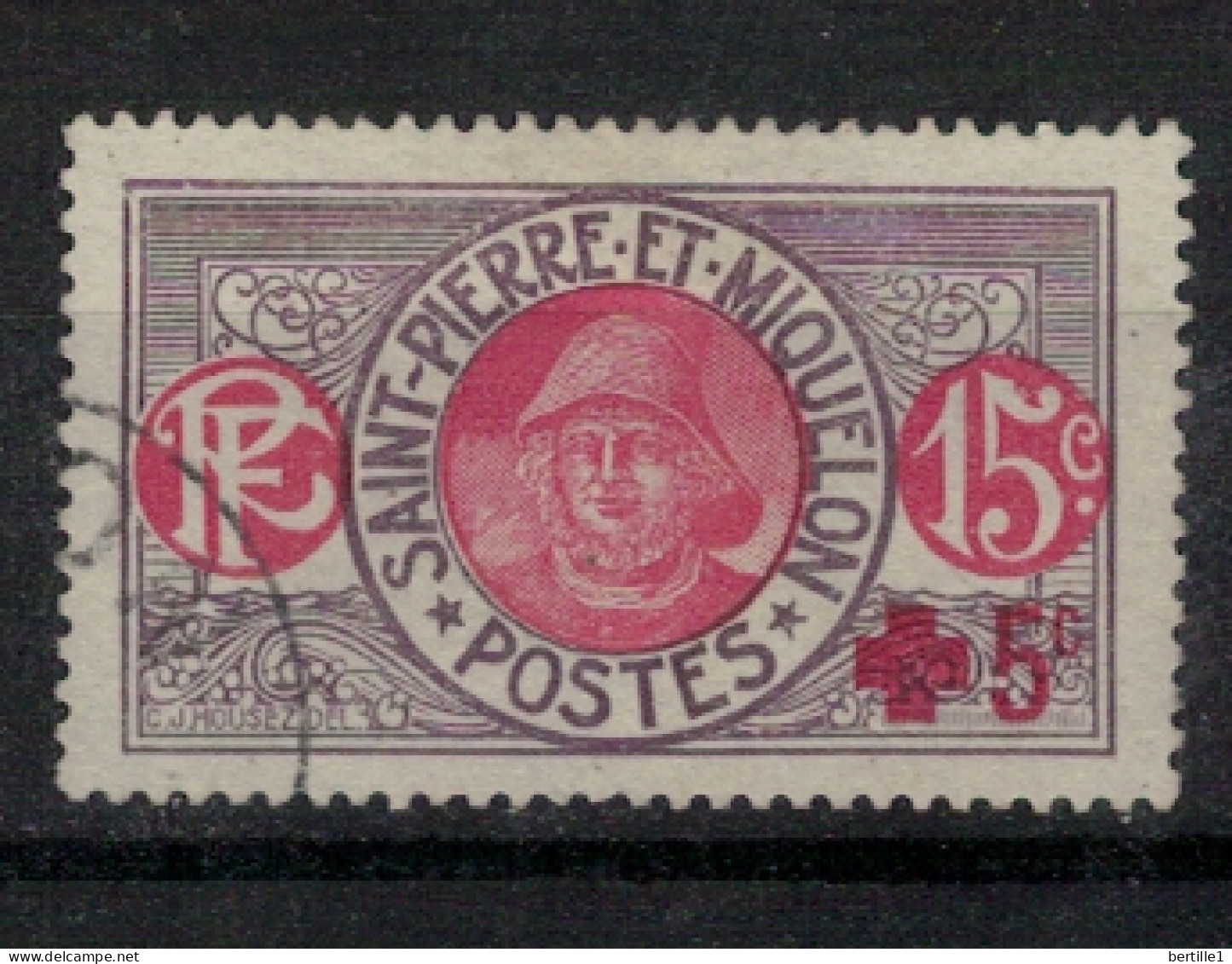 SAINT PIERRE ET MIQUELON      N°  YVERT  106  OBLITERE  (pêcheur Rose Foncé )  ( 4   CR Ob1 ) - Used Stamps