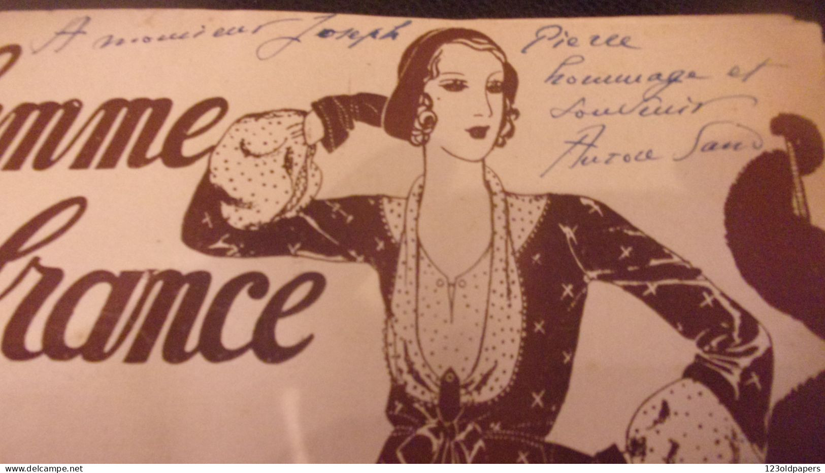 1931 RARE AUTOGRAPHE   Aurore SAND A JOSEPH PIERRE SUR REVUE FEMME DE FRANCE DONT ARTICLE BERRY INDRE DE A SAND ENVELOPP - Escritores