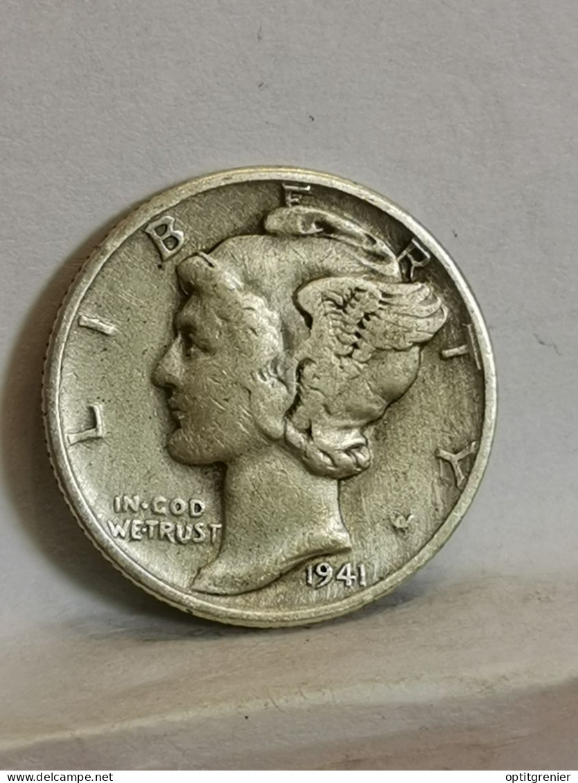 1 MERCURY DIME 10 CENTS ARGENT 1941 PHILADELPHIE USA / SILVER - 1916-1945: Mercury (kwik)