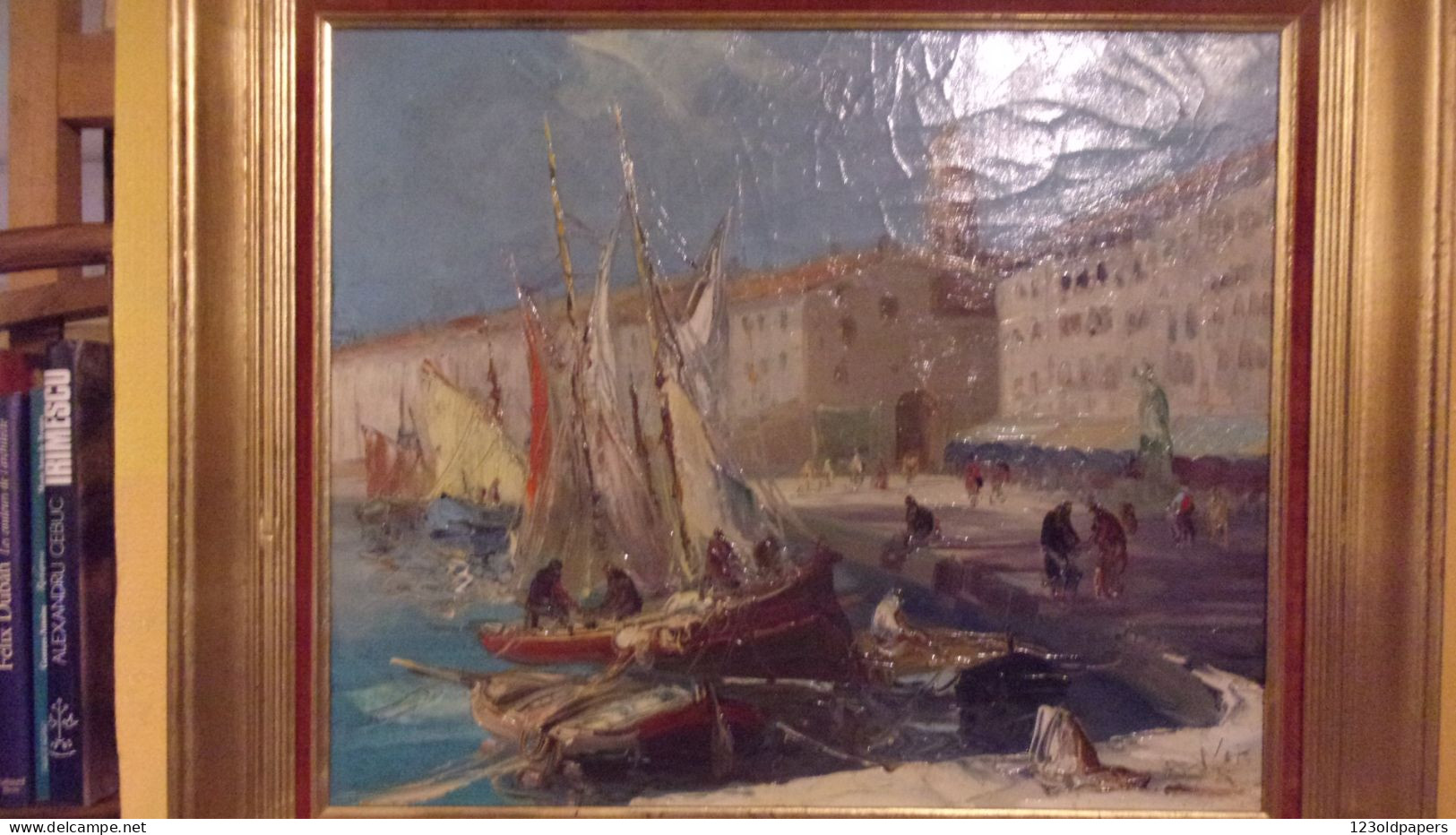 ANCIENNE HST SAINT TROPEZ PORT PAR AUBERT CIRCA 1920 / 1930 - Olieverf