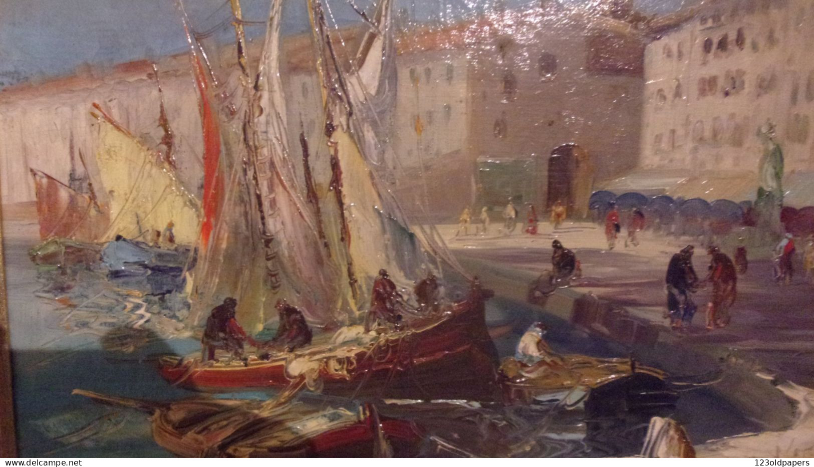 ANCIENNE HST SAINT TROPEZ PORT PAR AUBERT CIRCA 1920 / 1930 - Oils