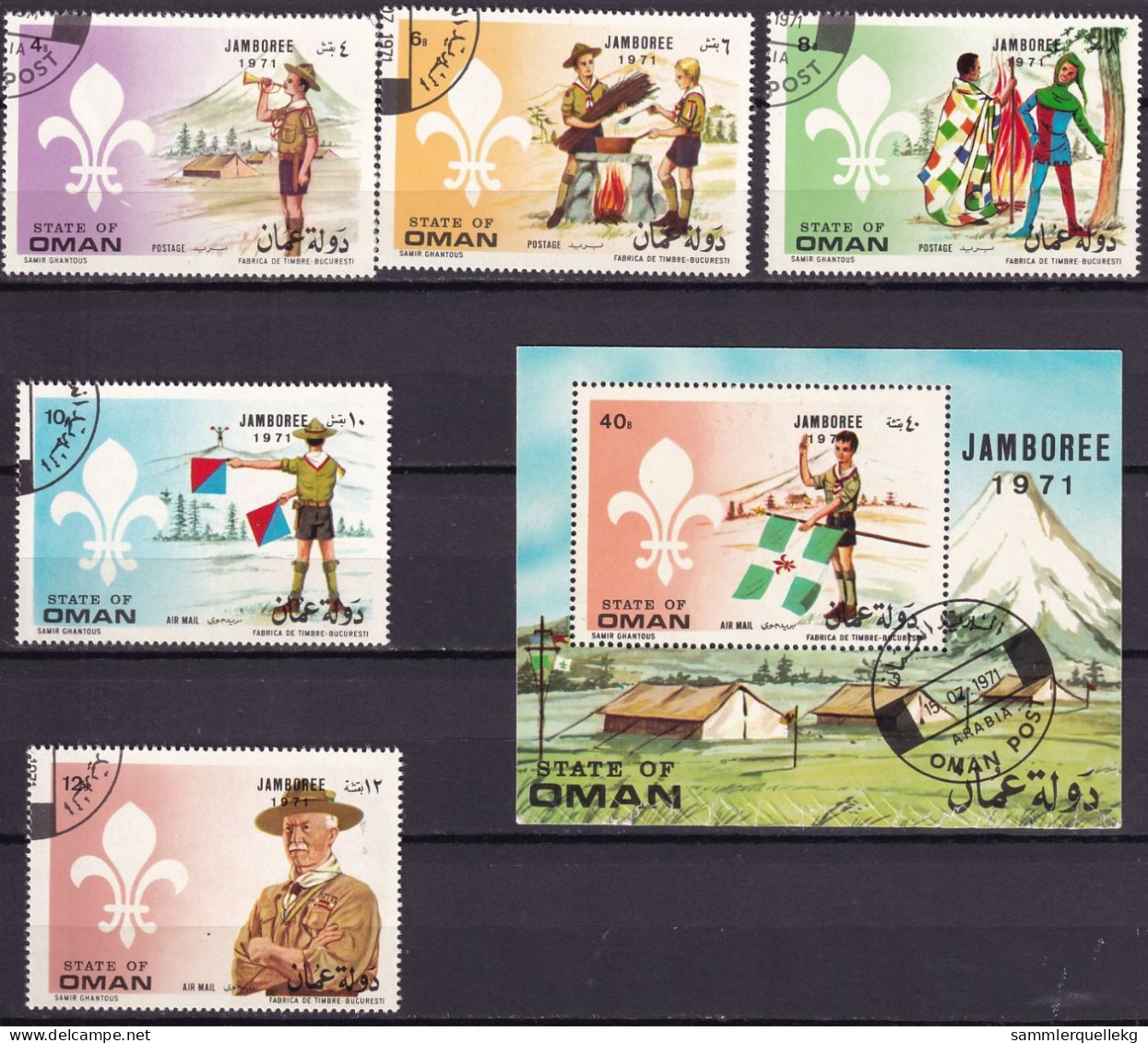 State Of Oman Satz Und Block Gestempelt, Pfadfinder - 13th World Jamboree, Japan, 1971 (Nr. 1569) - Used Stamps