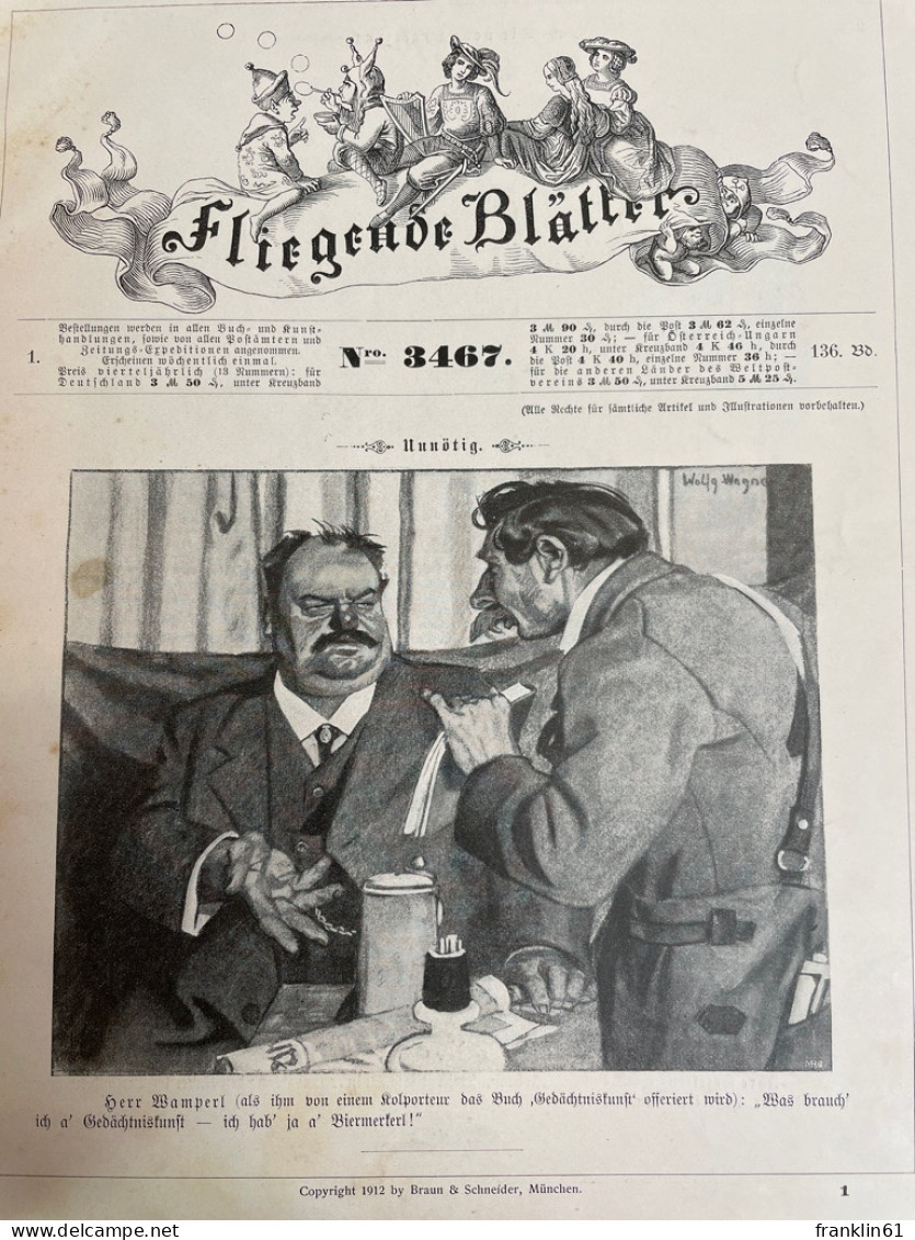 Fliegende Blätter. 1911, 1912. Nummer 3466- - 3518. - Altri & Non Classificati