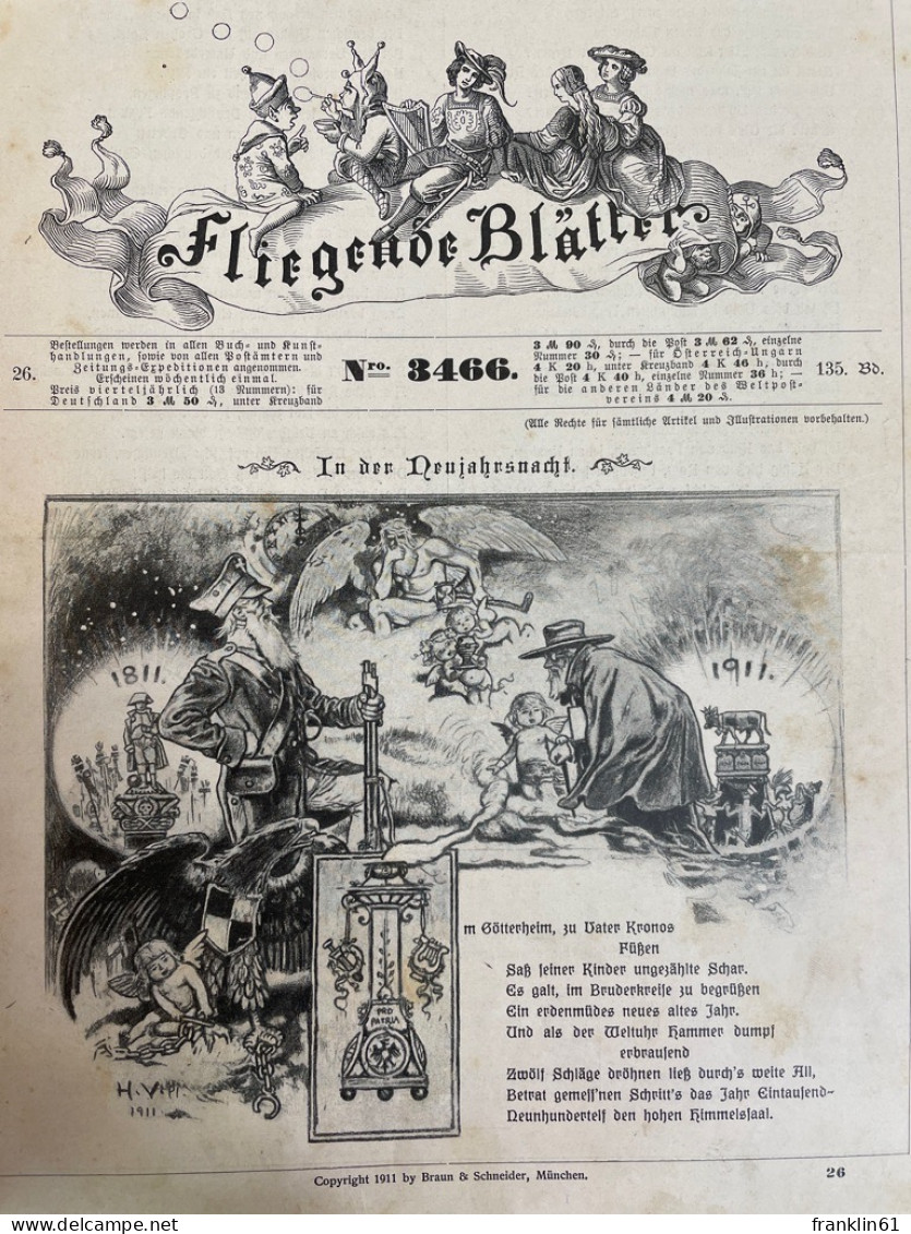 Fliegende Blätter. 1911, 1912. Nummer 3466- - 3518. - Andere & Zonder Classificatie