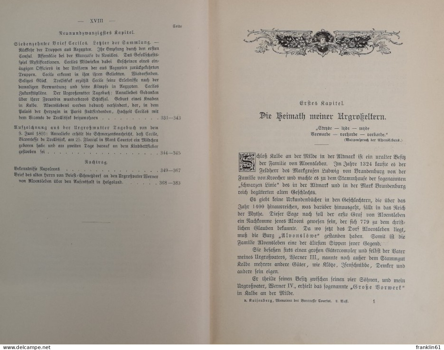 Die Memoiren der Baronesse Cecile de Courtot. Ein Zeit- und Lebensbild.