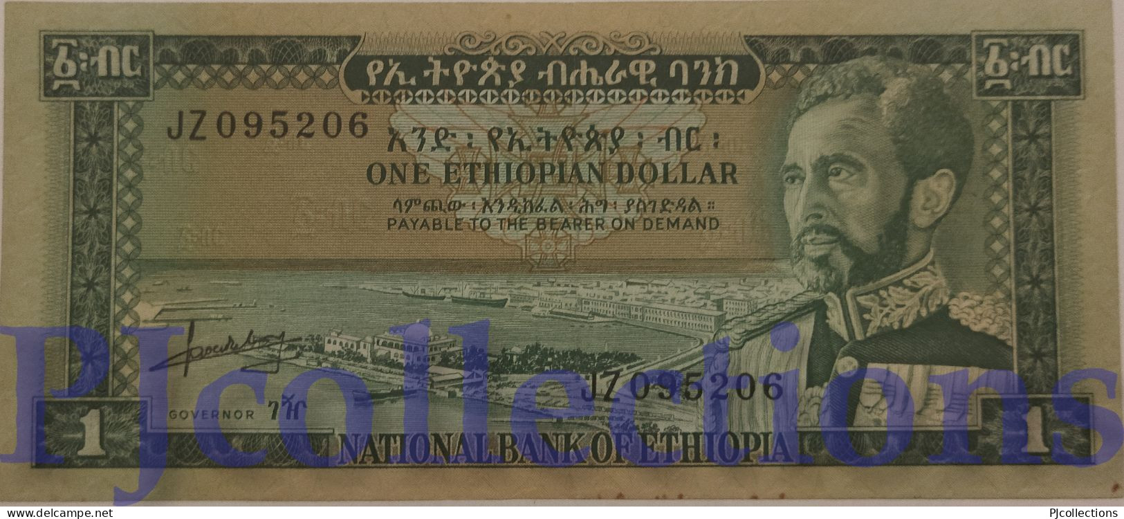 ETHIOPIA 1 DOLLAR 1966 PICK 25a XF+ - Ethiopia