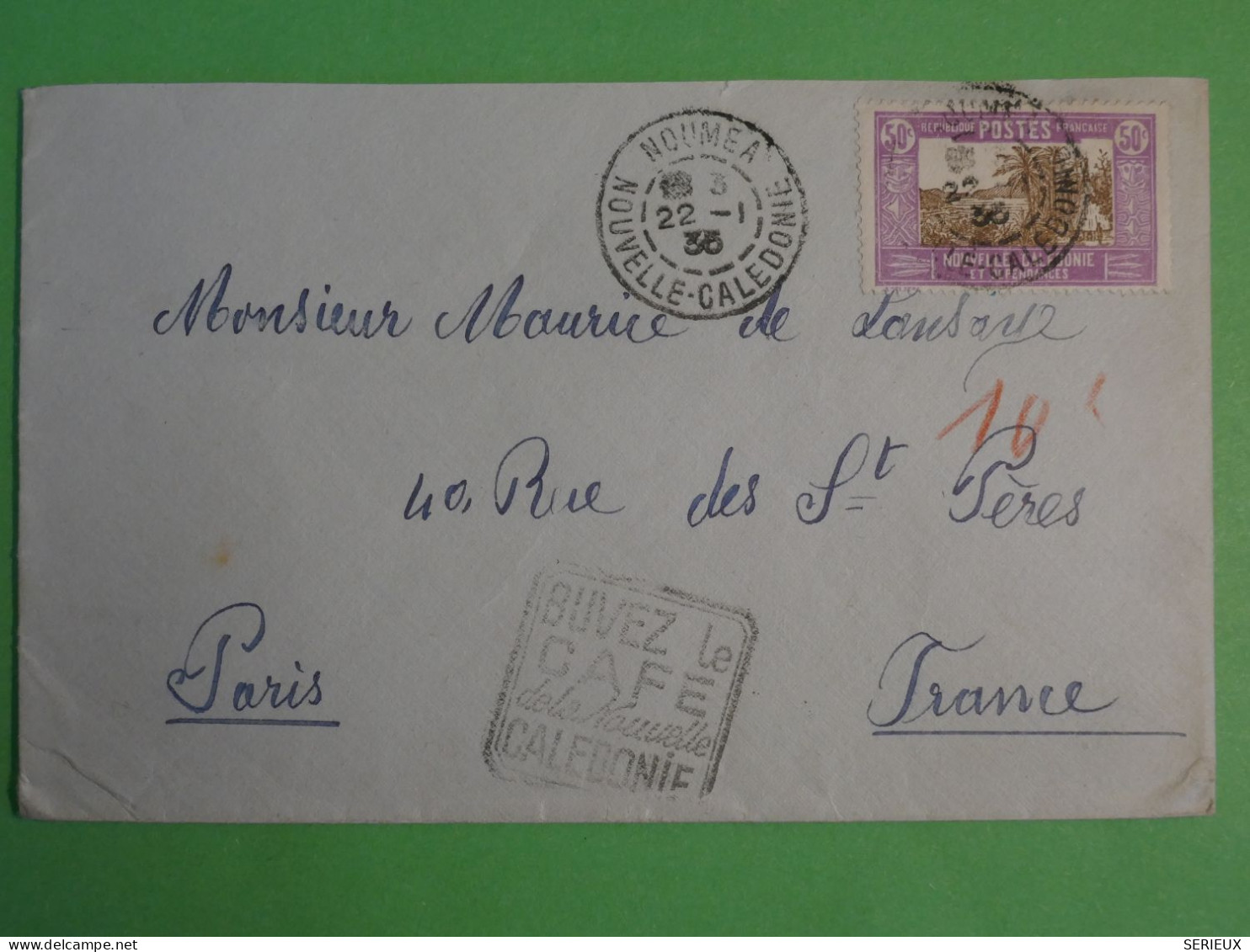 BT5 NOUVELLE CALEDONIE BELLE LETTRE  1935 NOUMEA A PARIS FRANCE+ + AFF. INTERESSANT++++ - Covers & Documents