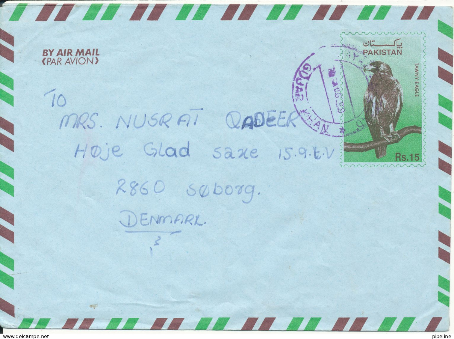 Pakistan Postal Stationery Cover Sent To Denmark 30-8-1998 - Pakistan