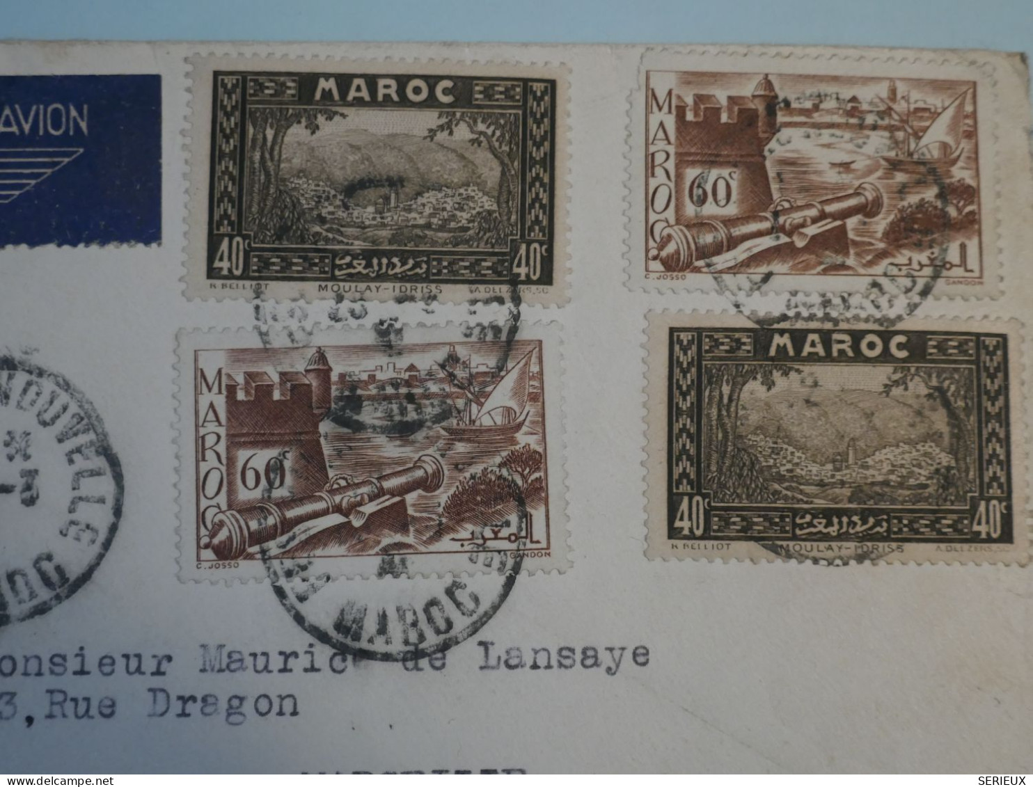 BT5 MAROC TRES  BELLE LETTRE  1941 FES  A  MARSEILLE FRANCE+ + AFF. INTERESSANT++++ - Brieven En Documenten