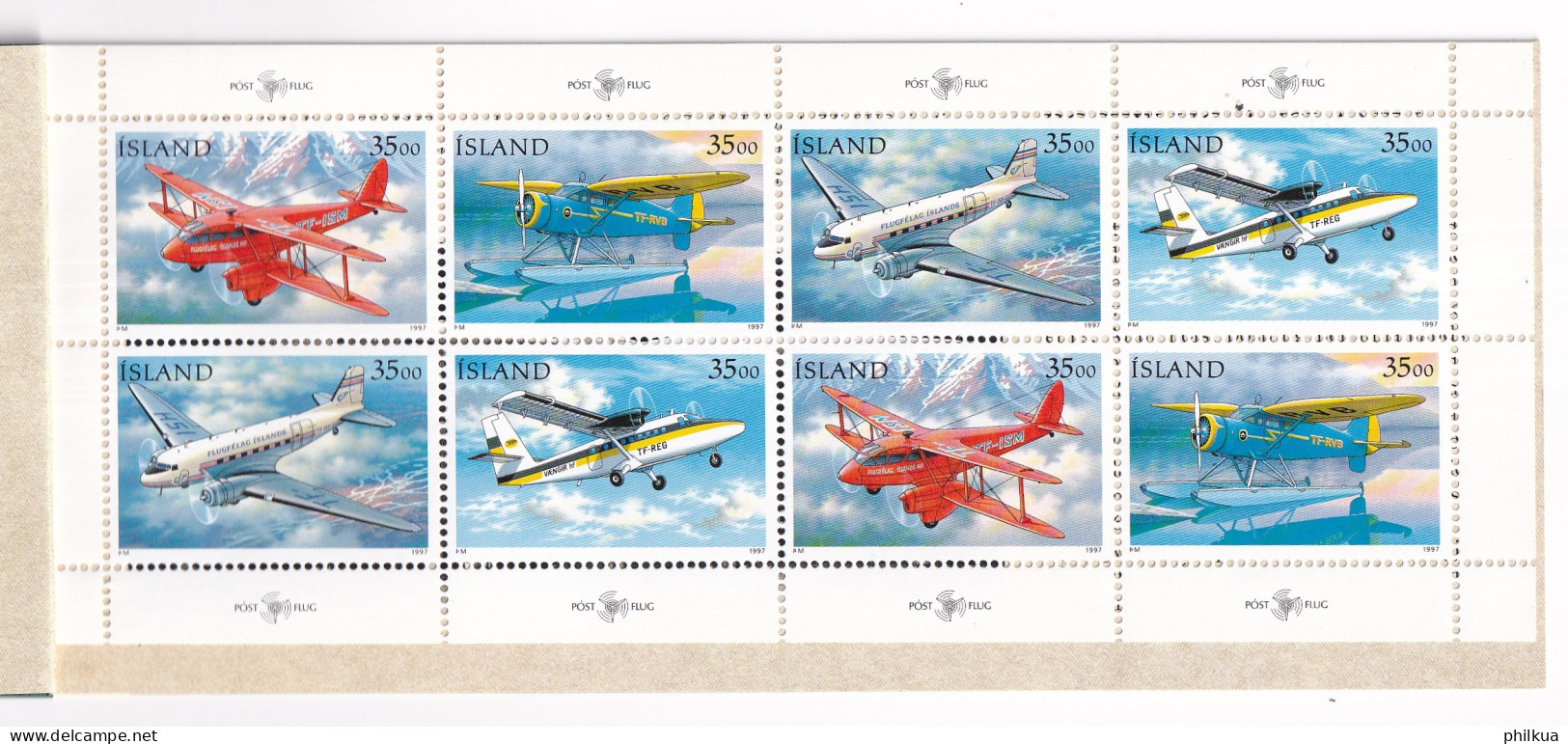 MiNr. 866 - 869 Island 1997, 15. April. Postflugzeuge. Odr., Kleinbogen Und Markenheftchen - Postfrisch/**/MNH  - Nuovi