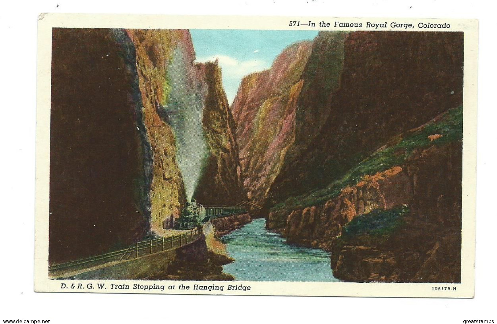 Denver Postcard Colorado D &r.g.w. Train Stopping At The Hanging Bridge Unused - Denver
