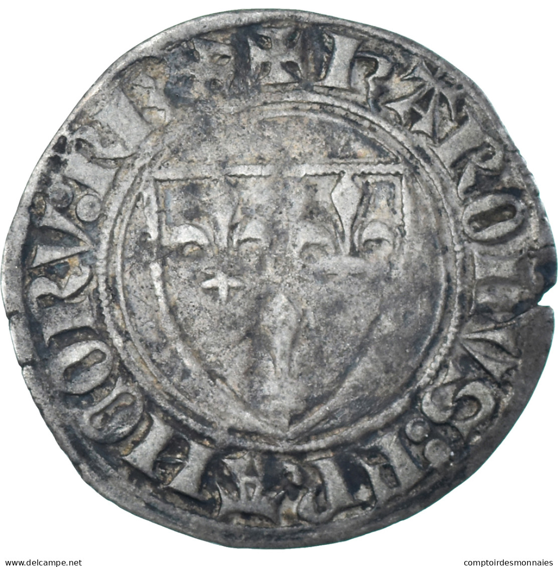 Monnaie, France, Charles VI, Blanc Guénar, 1385-1389, Tournai, TB+, Billon - 1380-1422 Charles VI The Beloved