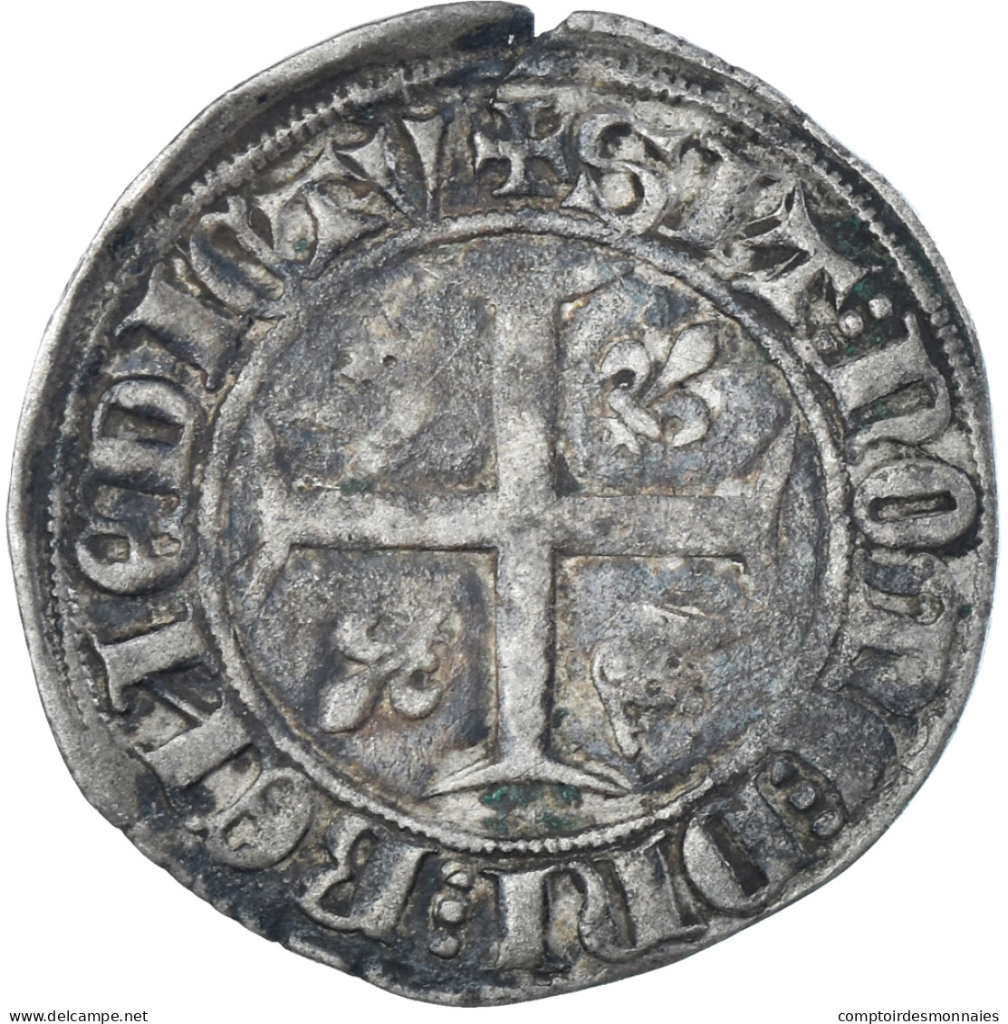 Monnaie, France, Charles VI, Blanc Guénar, 1385-1389, Tournai, TB+, Billon - 1380-1422 Karl VI. Der Vielgeliebte
