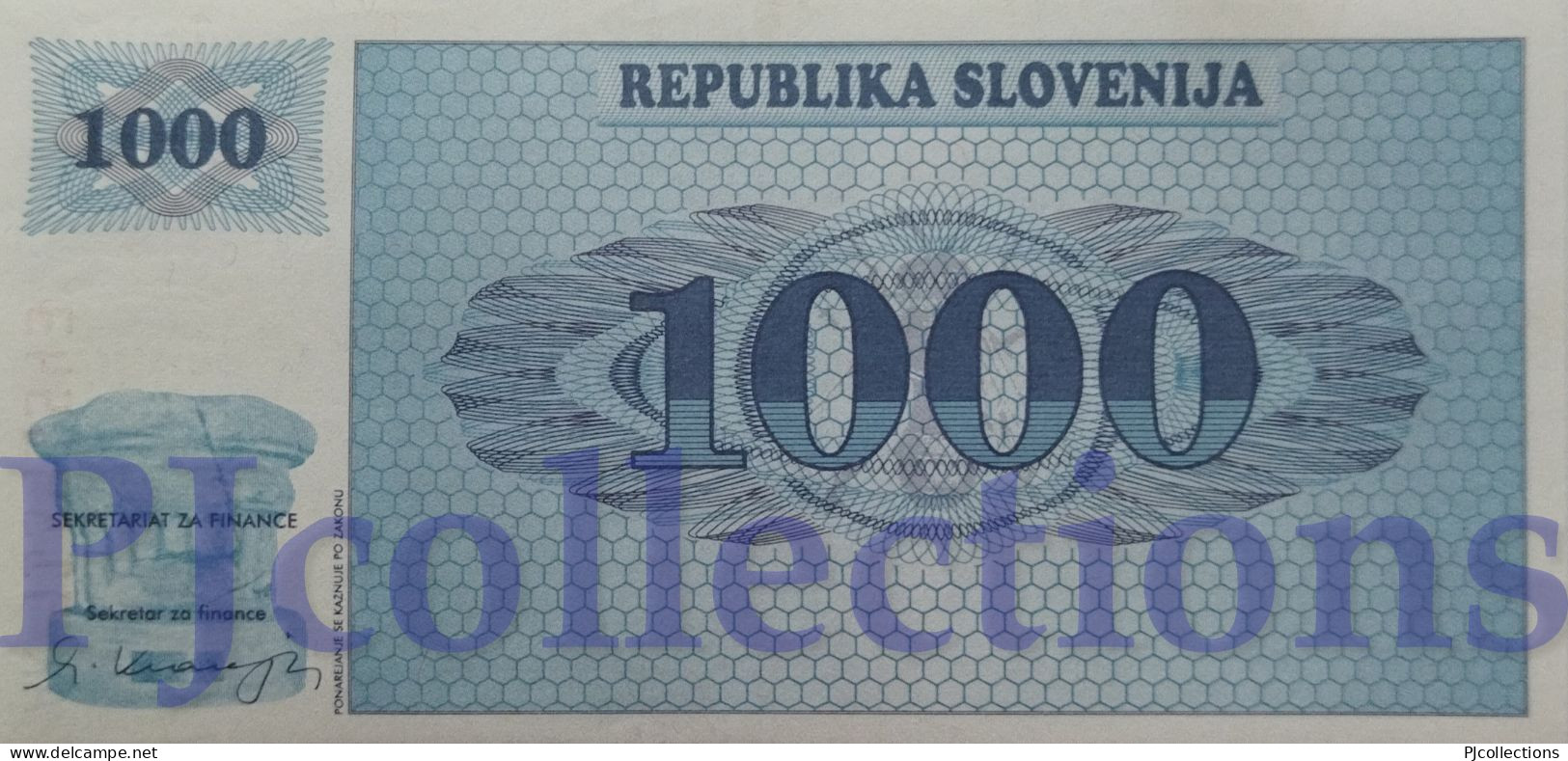 SLOVENIA 1000 TOLARJEV 1991 PICK 9a AU/UNC RARE - Slovénie