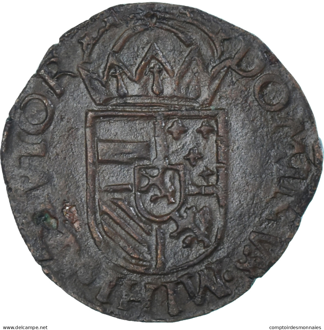 Monnaie, Pays-Bas Espagnols, Philippe II, Duit Of Negenmanneke, 1597 - Países Bajos Españoles