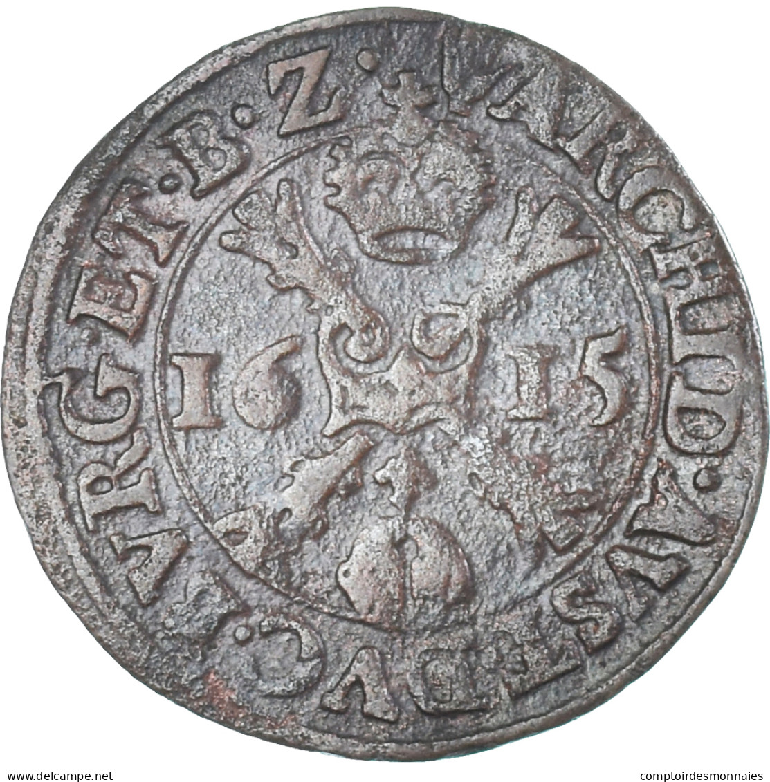 Monnaie, Pays-Bas Espagnols, Albert & Isabelle, Duit, 1615, Anvers, TB+, Cuivre - Spanish Netherlands