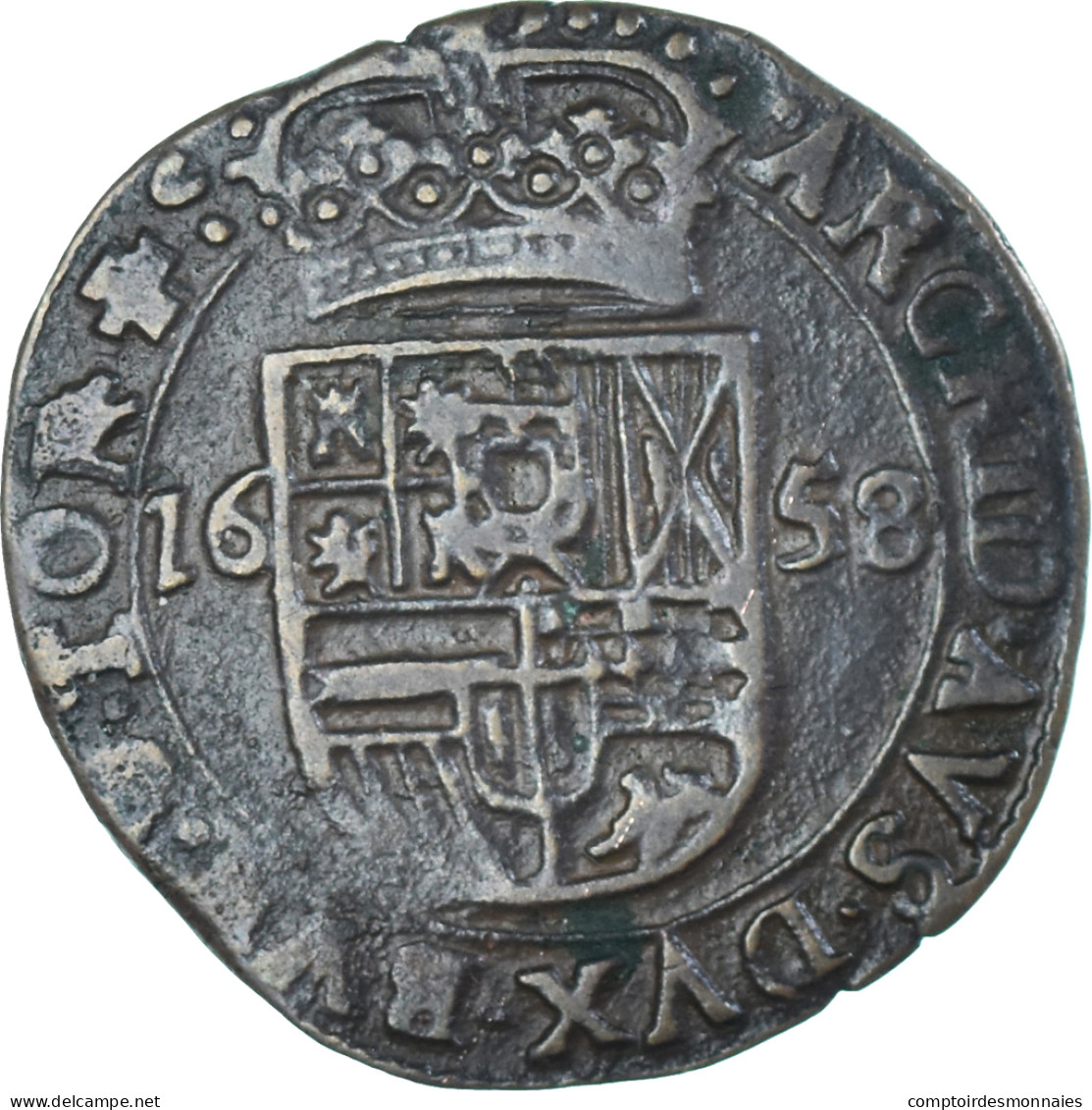 Monnaie, Pays-Bas Espagnols, Philippe IV, Liard, Oord, 1658, Tournai, TTB+ - Pays Bas Espagnols