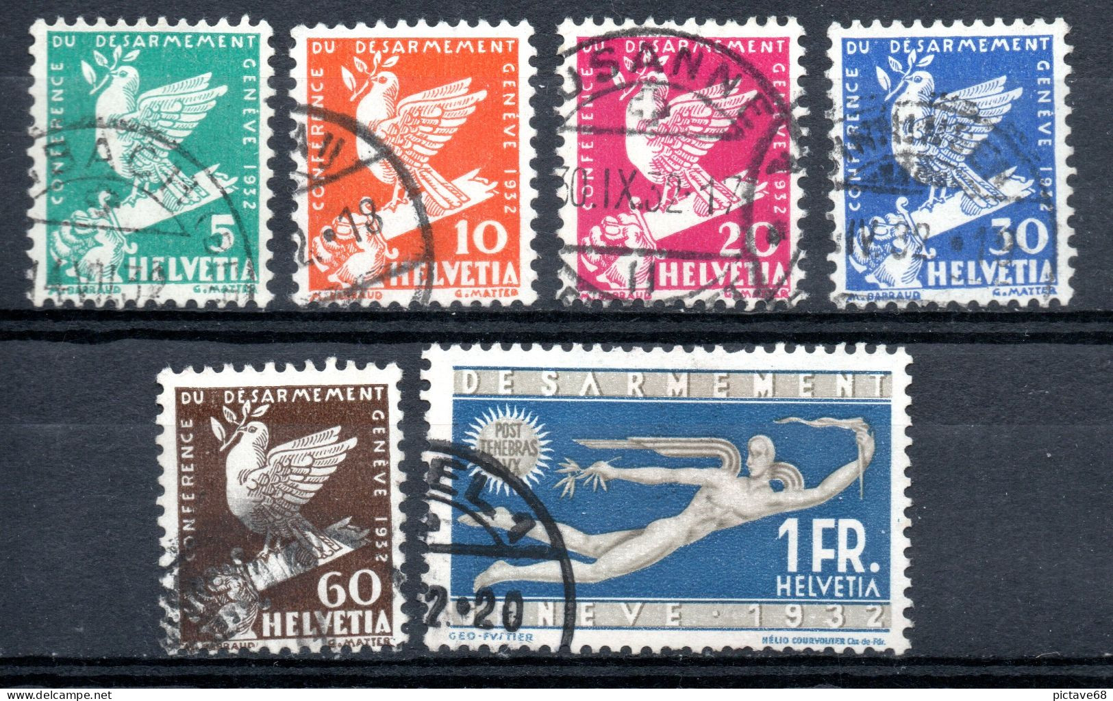 SUISSE  /SERIE CONFERENCE DU DESARMEMENT 1932 N° 254 à 259 - Oblitérés