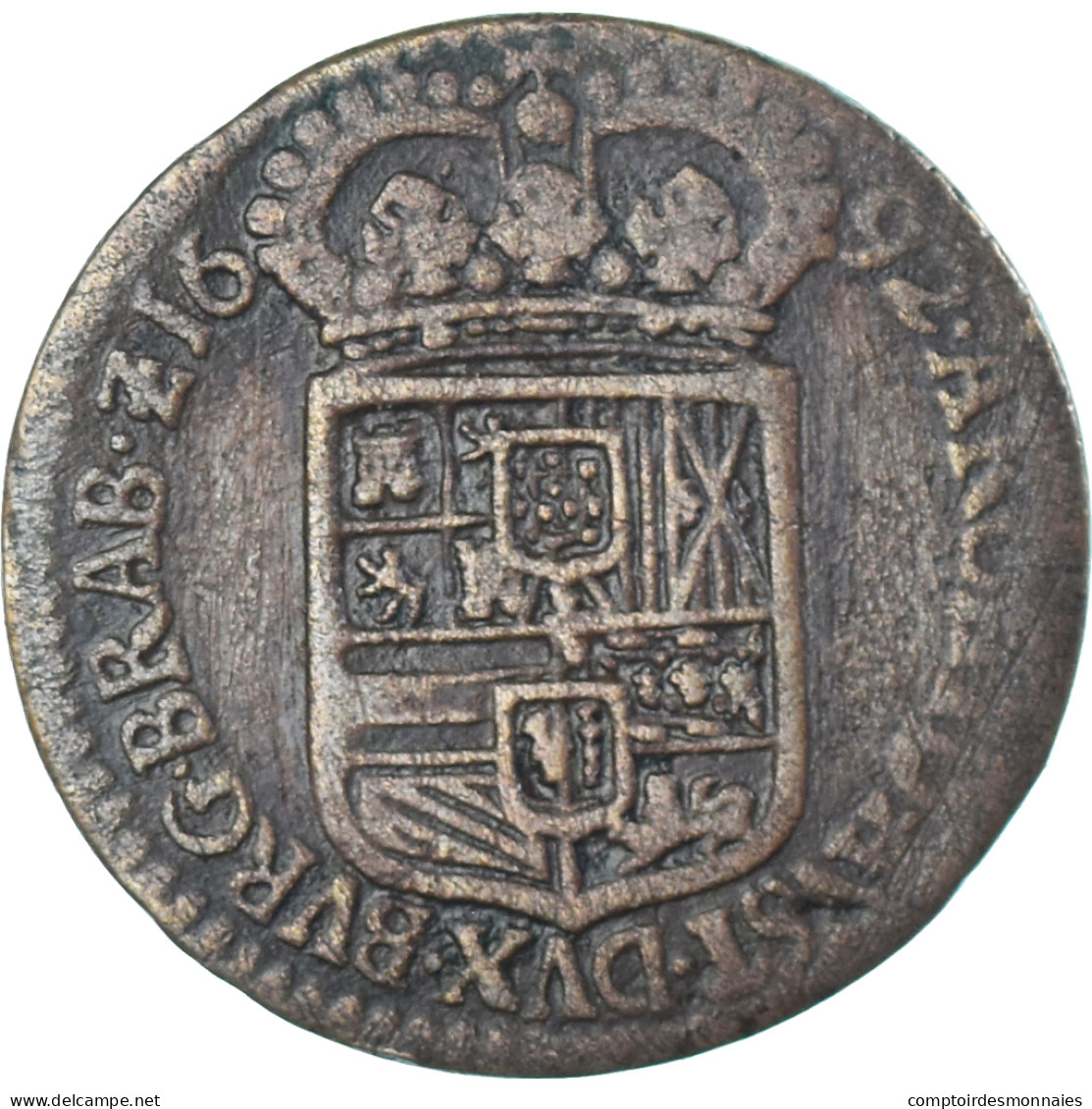 Monnaie, Pays-Bas Espagnols, Charles II, Liard, Oord, 1692, Bruxelles, TTB - Spaanse Nederlanden