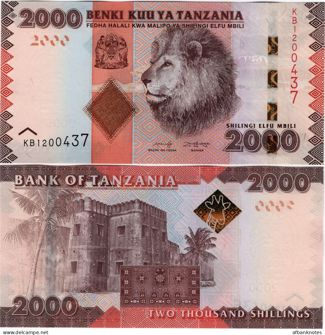 TANZANIA       2000 Shilingi          P-42[c]        ND (2020)       UNC - Tanzania