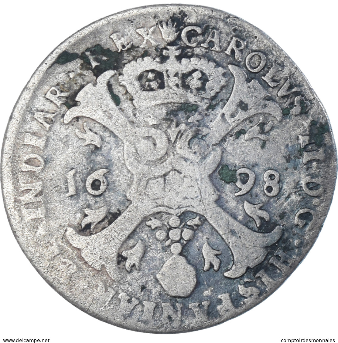 Monnaie, Pays-Bas Espagnols, Charles II, 4 Patards, 1698, Anvers, TB+, Billon - Spanish Netherlands