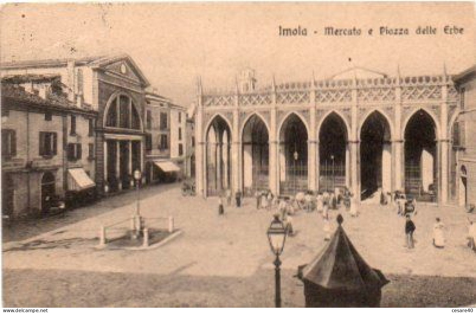 ITALIA - IMOLA - Mercato E Piazza Delle Erbe, Animata, Viag.1916 - MAG-2023-74 - Imola