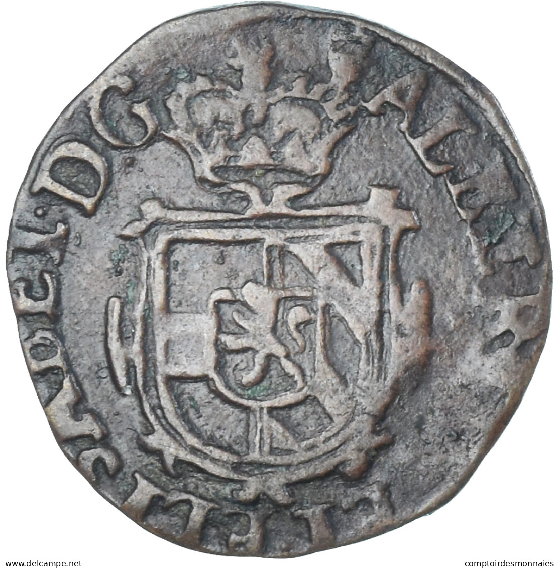 Monnaie, Pays-Bas Espagnols, Albert & Isabelle, Duit, 1608, Anvers, TB+, Cuivre - Spanish Netherlands