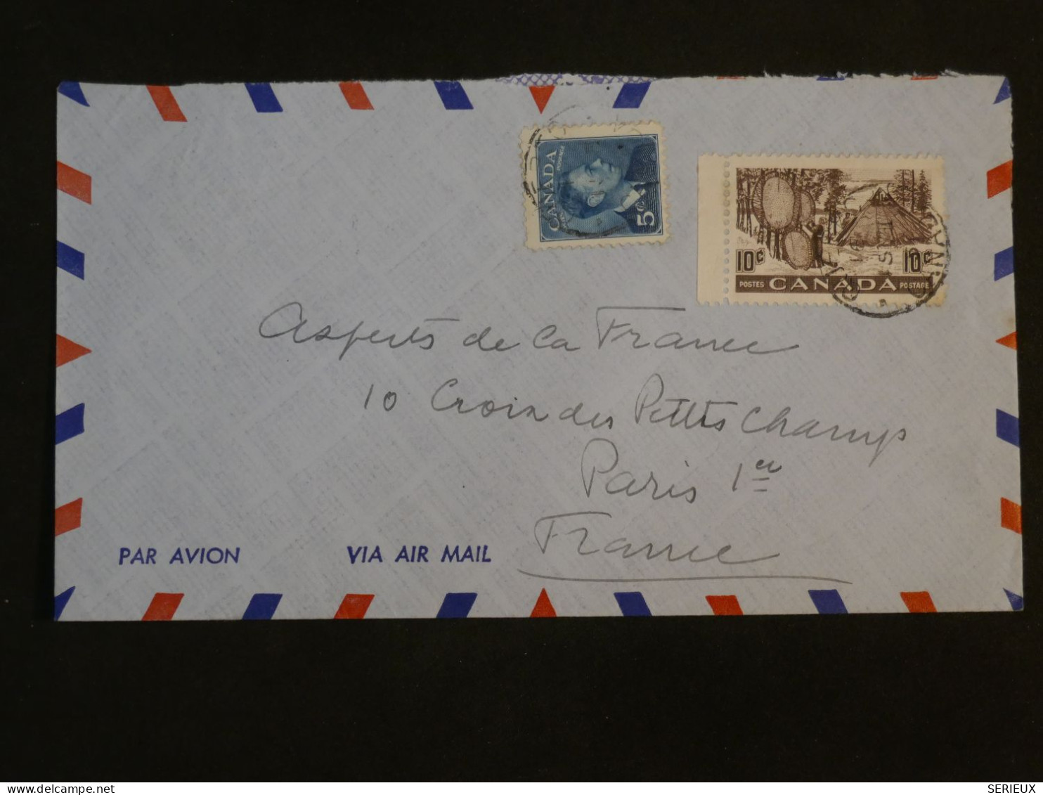 BT5 CANADA BELLE LETTRE 1951   A PARIS FRANCE+ AFF. INTERESSANT++++ - Briefe U. Dokumente