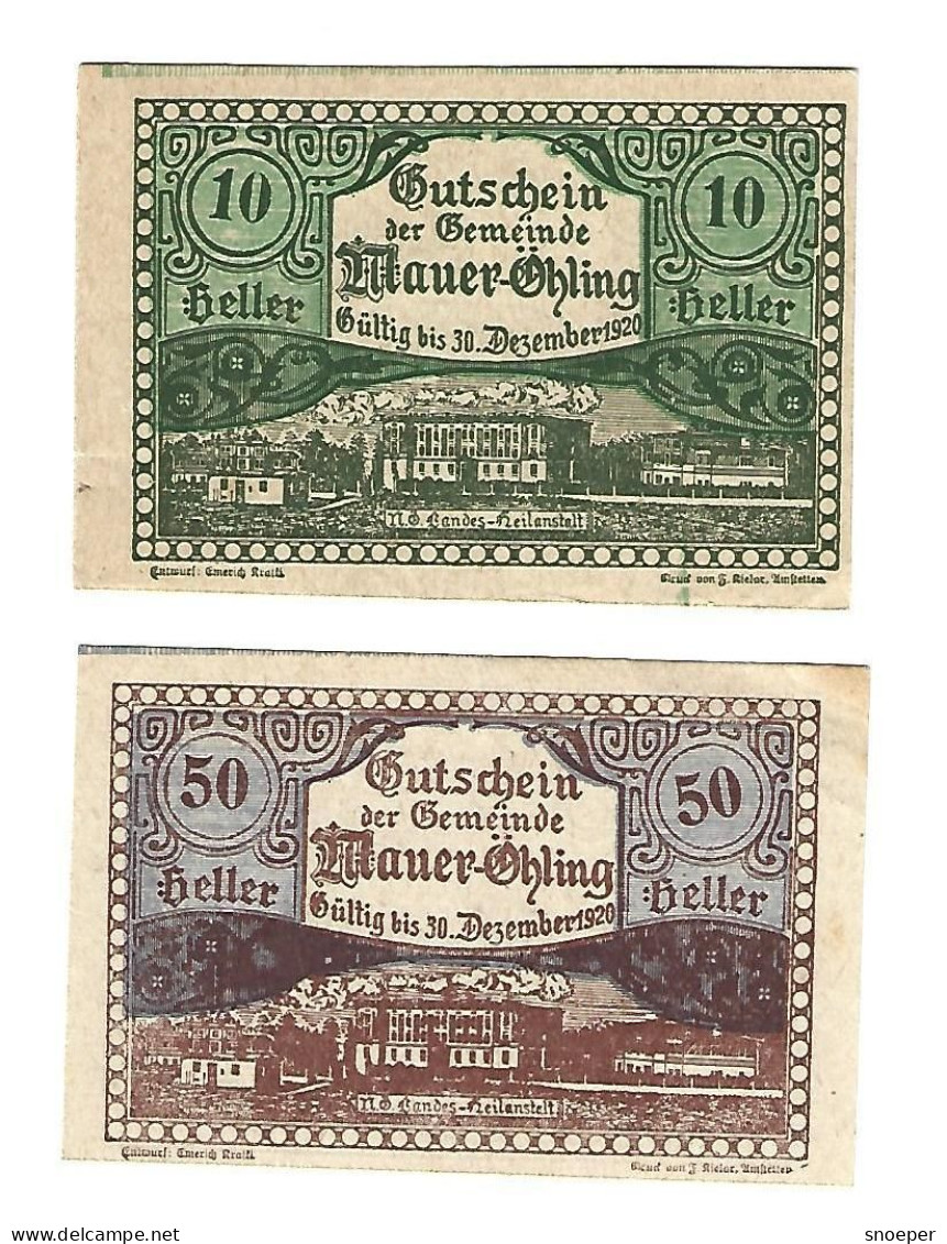 **notgeld   Austria  Mauer-ohling Serie Compleet  599 F   Cat Val 2,00 Euro - Autriche