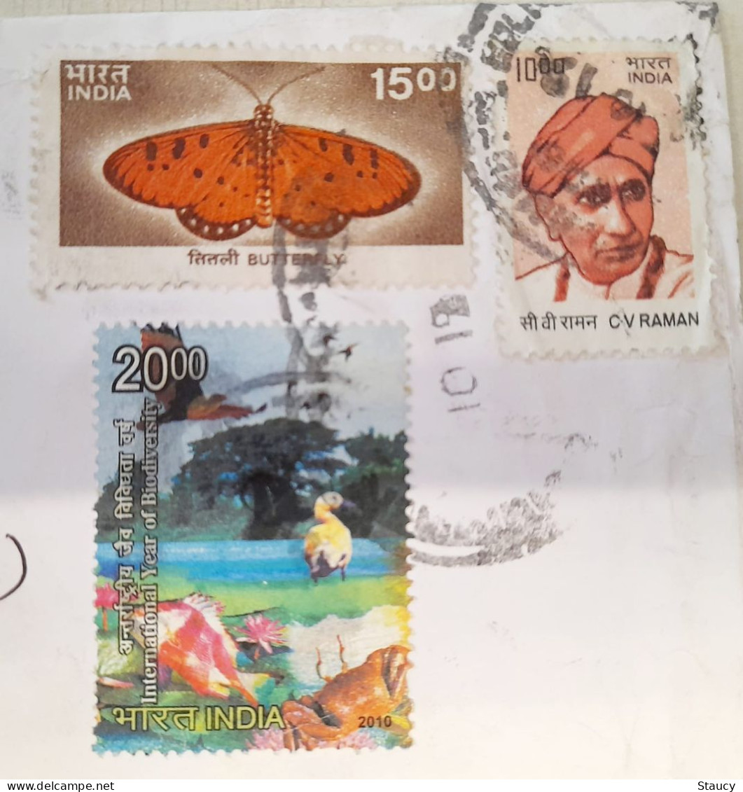 INDIA 2019 REGISTERED SPEED POST COVER Franked With BUTTERFLY, DUCK & C V RAMAN STAMP As Per Scan - Briefe U. Dokumente