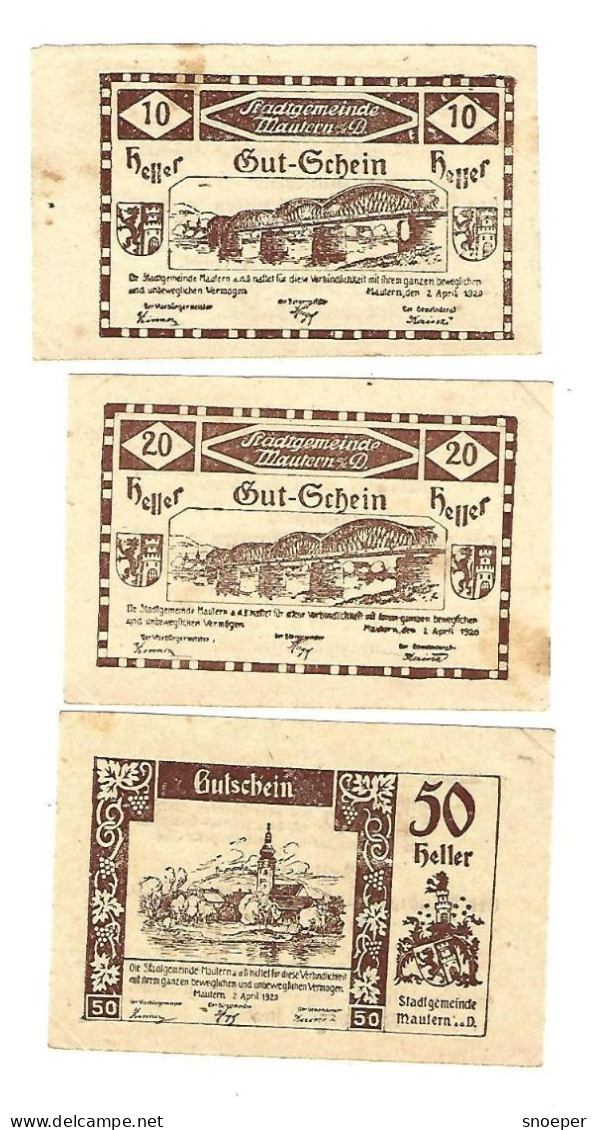 **notgeld   Austria  Mautern Serie Compleet   600/2b   Cat Val 3,00 Euro - Autriche