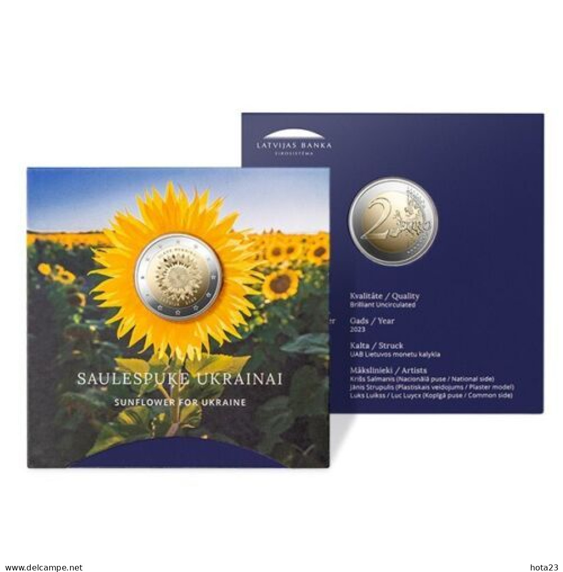 Latvia,Lettland Lettonia , SLAVA Ukraine 2 Euro Coin 2023 Year Sunflower - BU COINKART - Letland