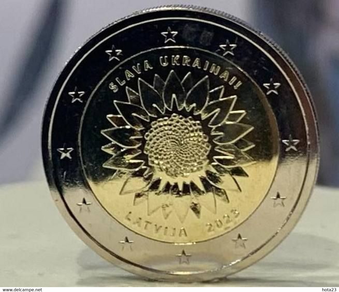 Latvia,Lettland Lettonia , SLAVA Ukraine 2 Euro Coin 2023 Year Sunflower - UNC - Letonia